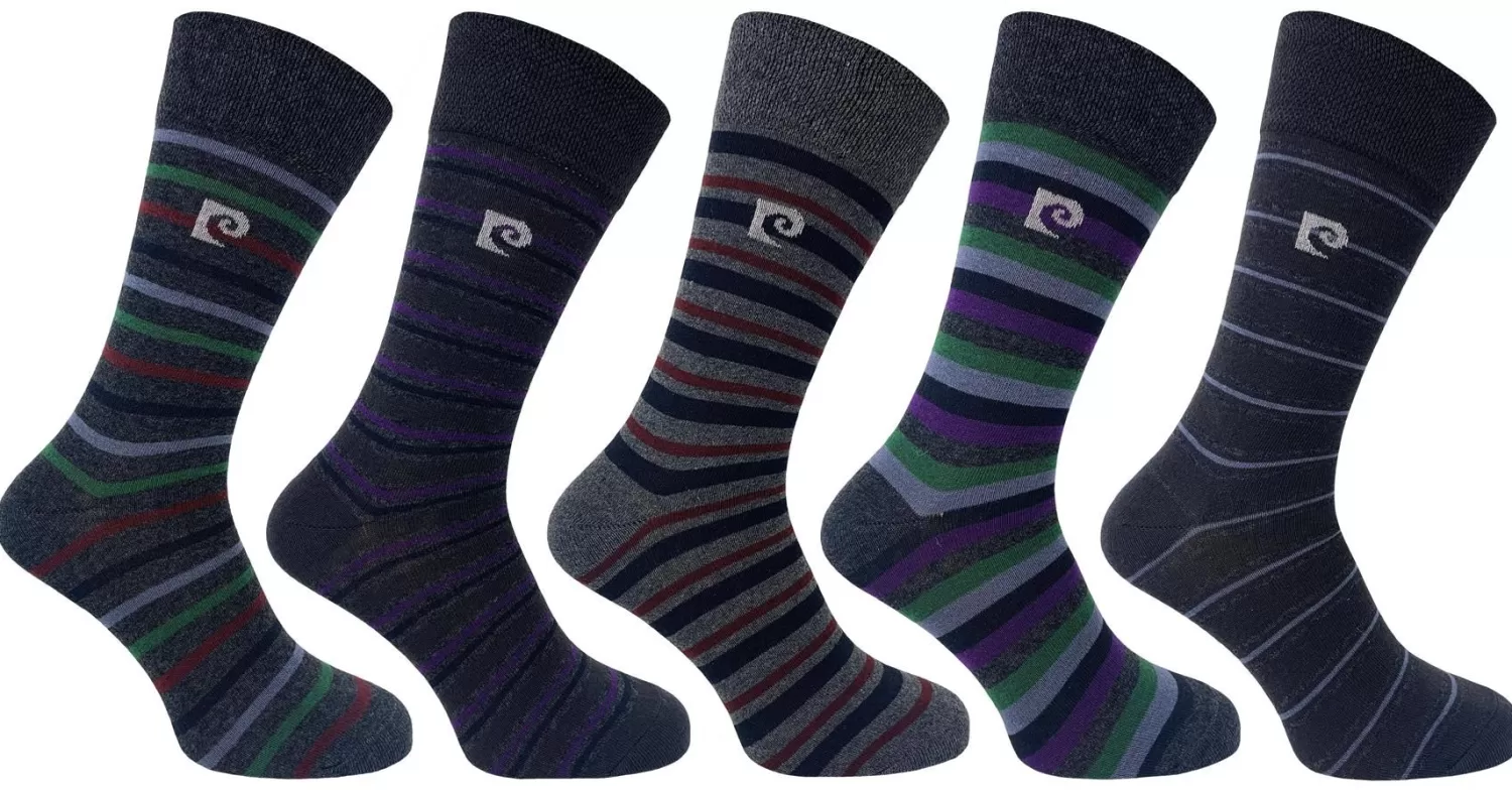 Men Pierre Cardin Mens 5 Pack Dress Socks - Charcoal