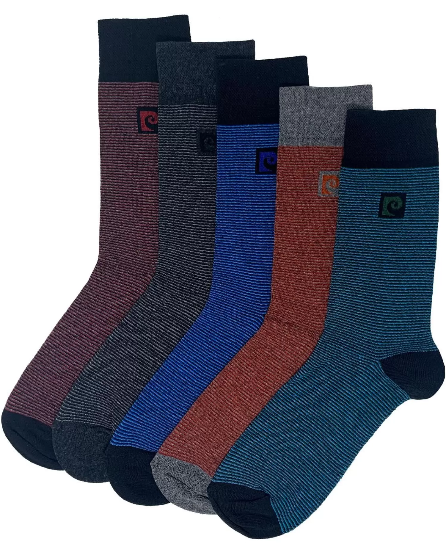 Men Pierre Cardin Mens 5 Pack Dress Socks - Feeder Stripe