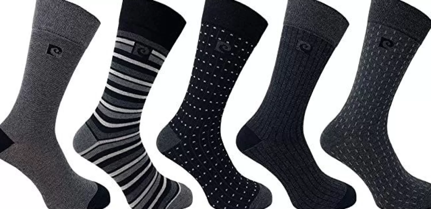 Men Pierre Cardin Mens 5 Pack Dress Socks - Grey Mix