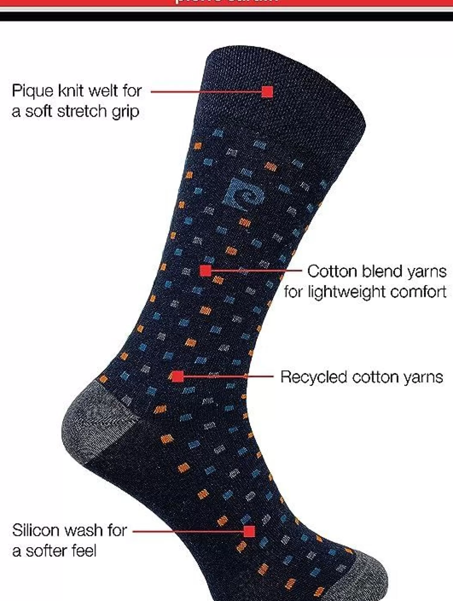 Men Pierre Cardin Mens 5 Pack Dress Socks - Navy Geo Mix