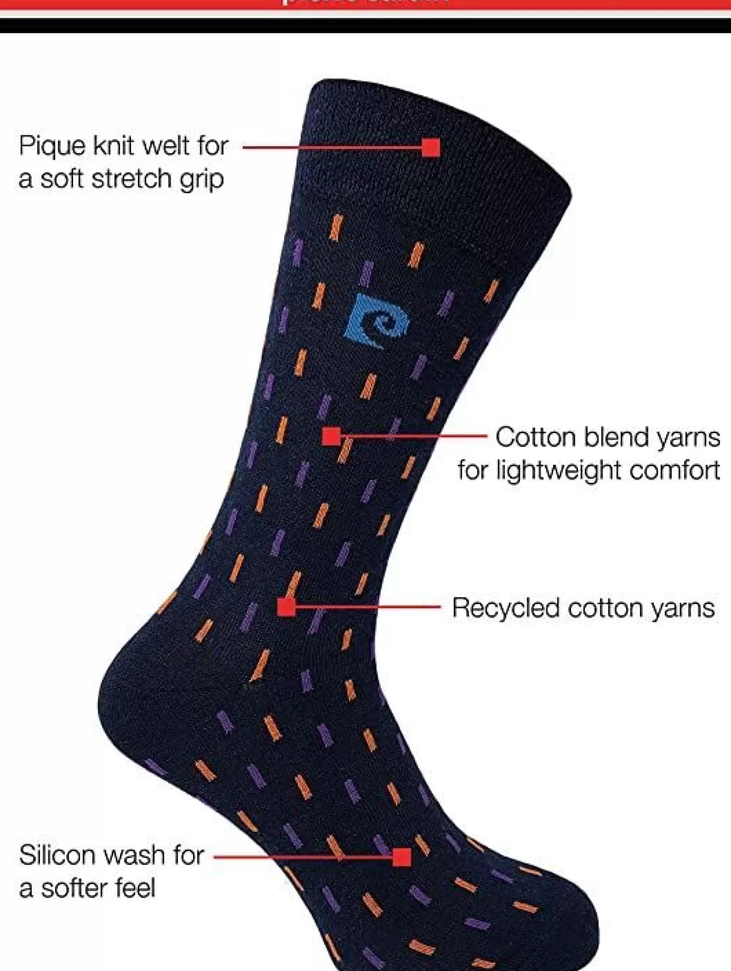 Men Pierre Cardin Mens 5 Pack Dress Socks - Navy Geo Print