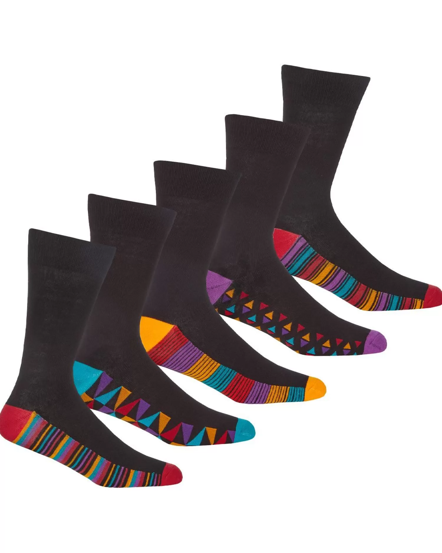 Men Pierre Roche Mens 10 Pack Patterned Footbed Socks