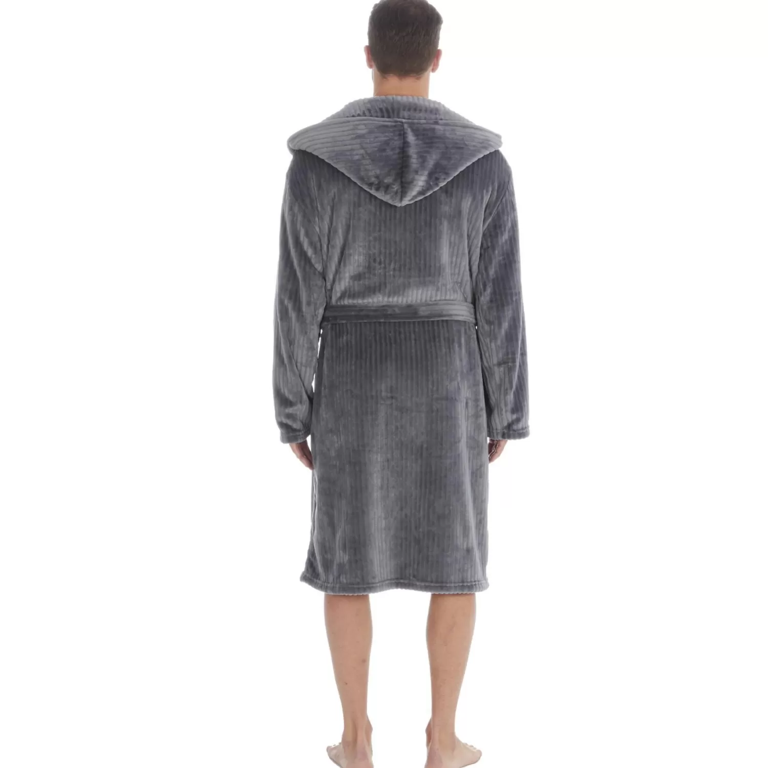 Men Pierre Roche Polished Fleece Dressing Gown - Grey