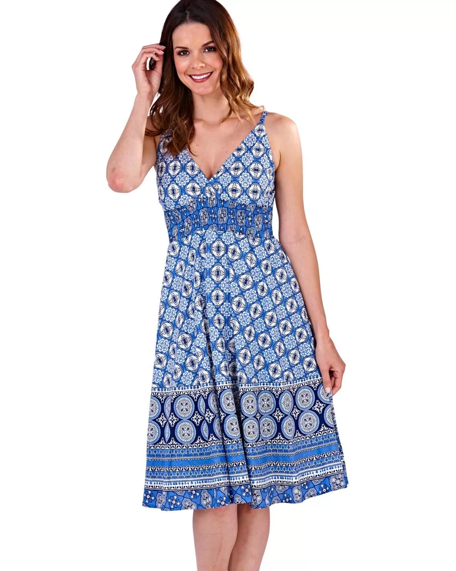 Pistachio Dresses | Blue Circle Print Cotton Dress