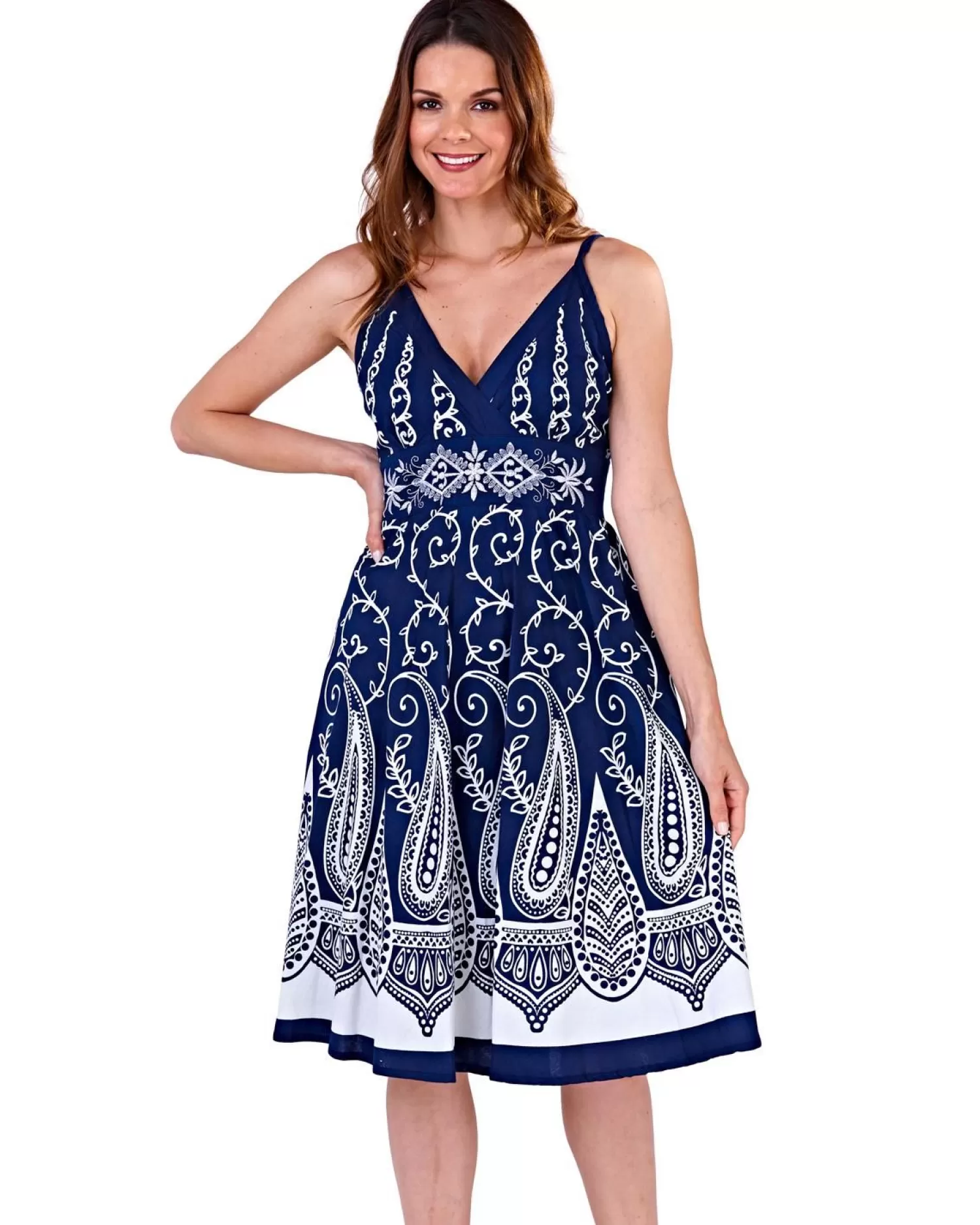 Pistachio Dresses | Navy Pattern Cotton Summer Dress