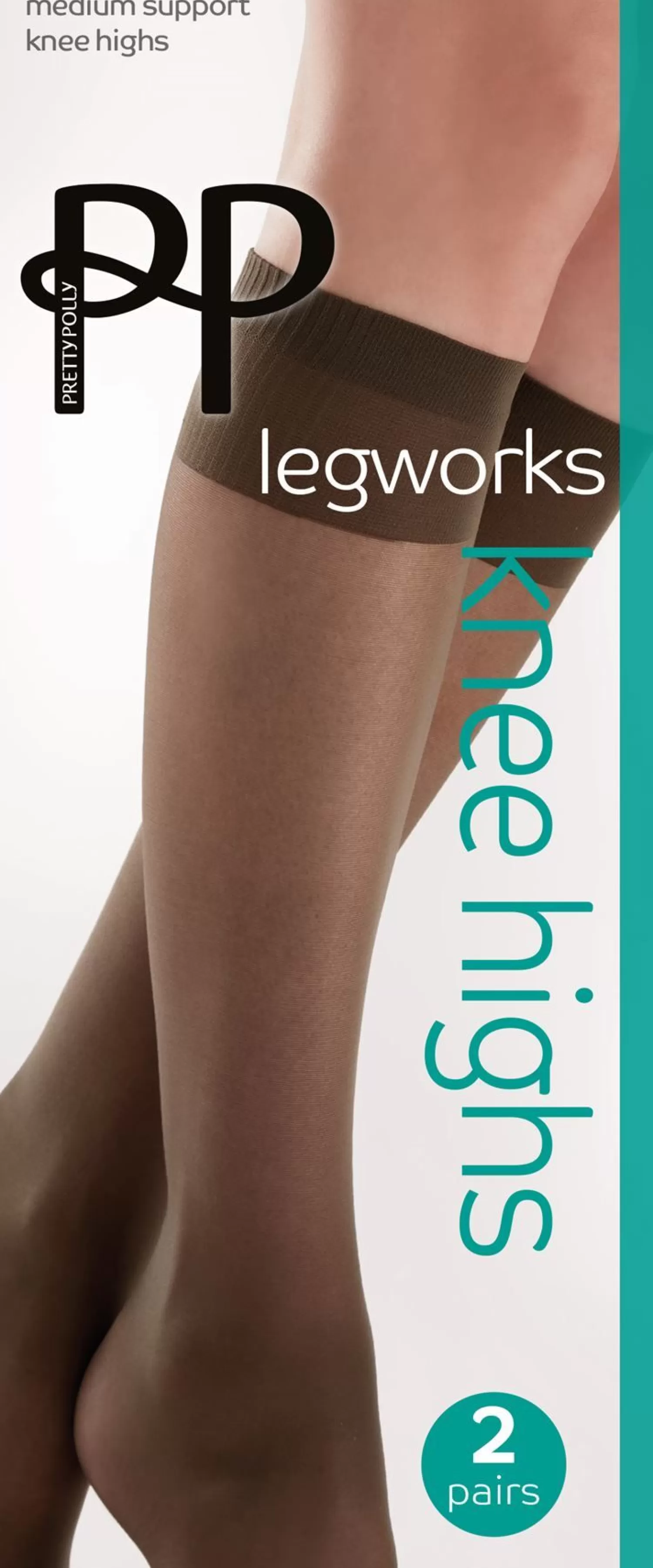 Pretty Polly Socks | 2 Pack Medium Support Knee Highs - Barely Black