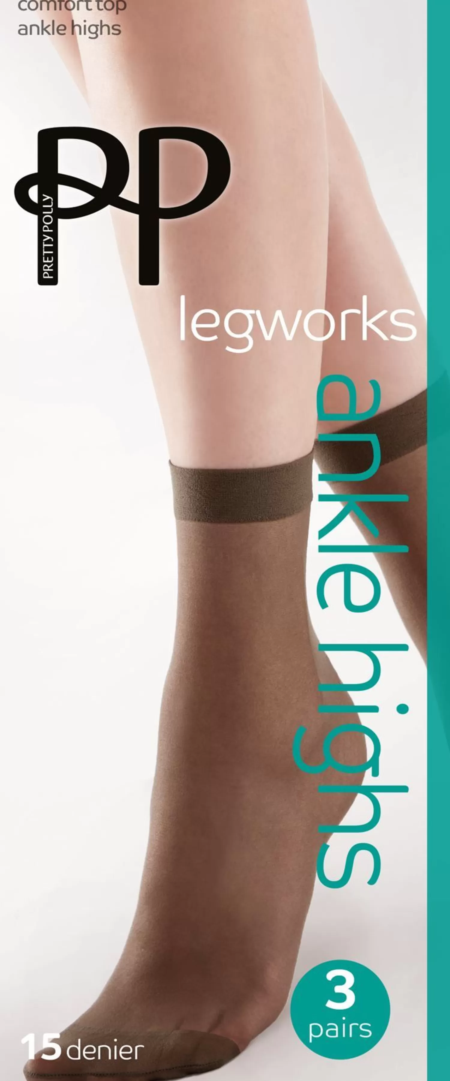 Pretty Polly Socks | 3 Pack Comfort Top Ankle Highs - Barely Black