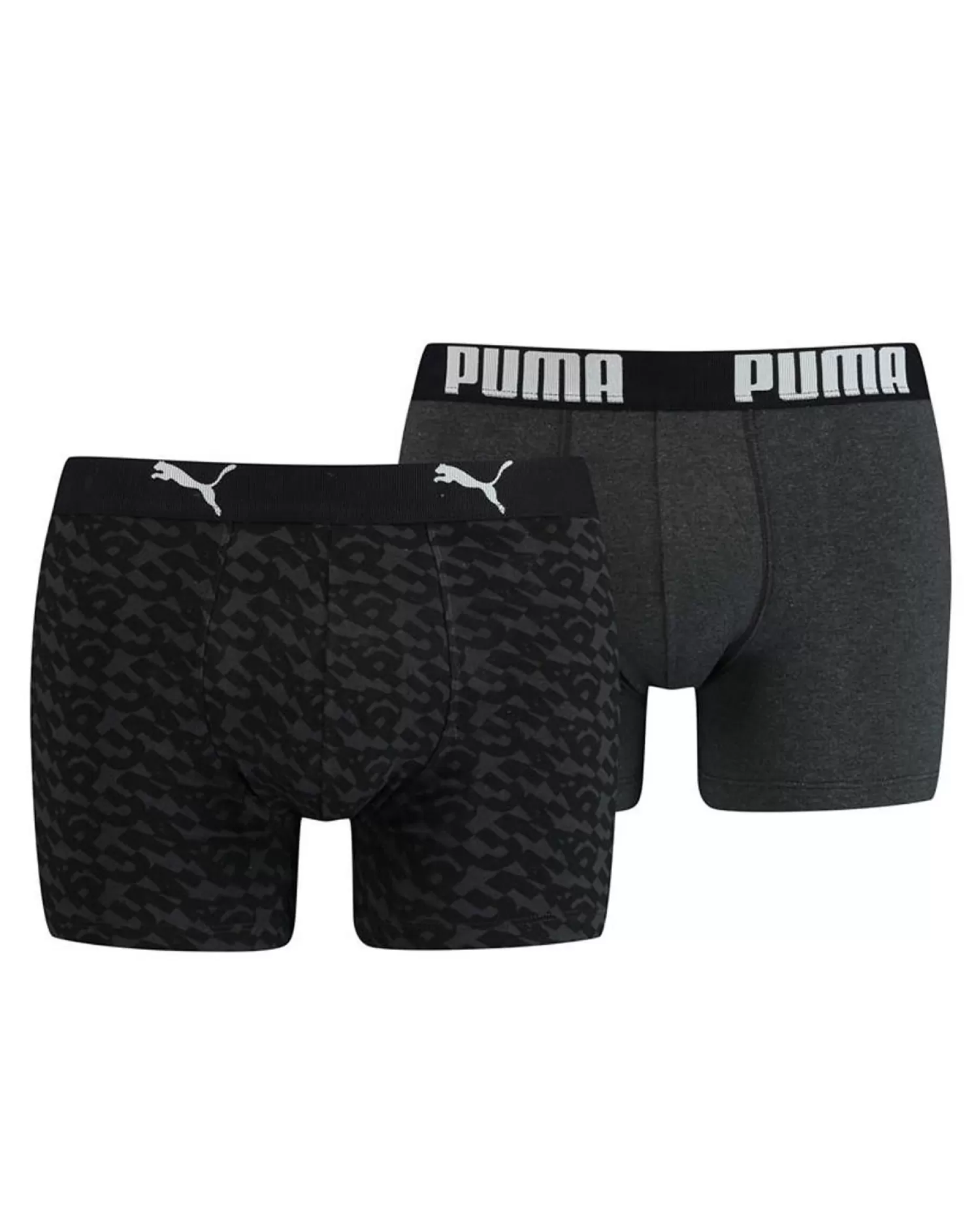 Men Puma 2 Pack All Over Print Boxer Shorts - Black/White