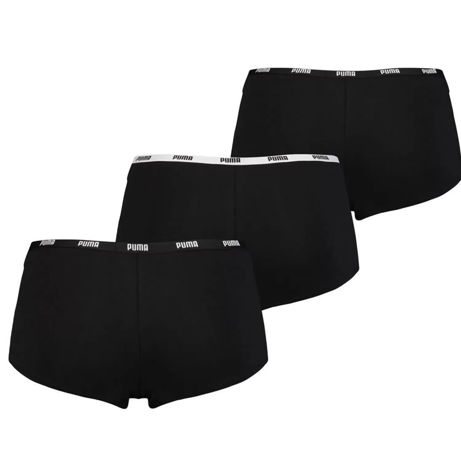 Puma Knickers | 3 Pack Cotton Stretch Mini Shorts - Black