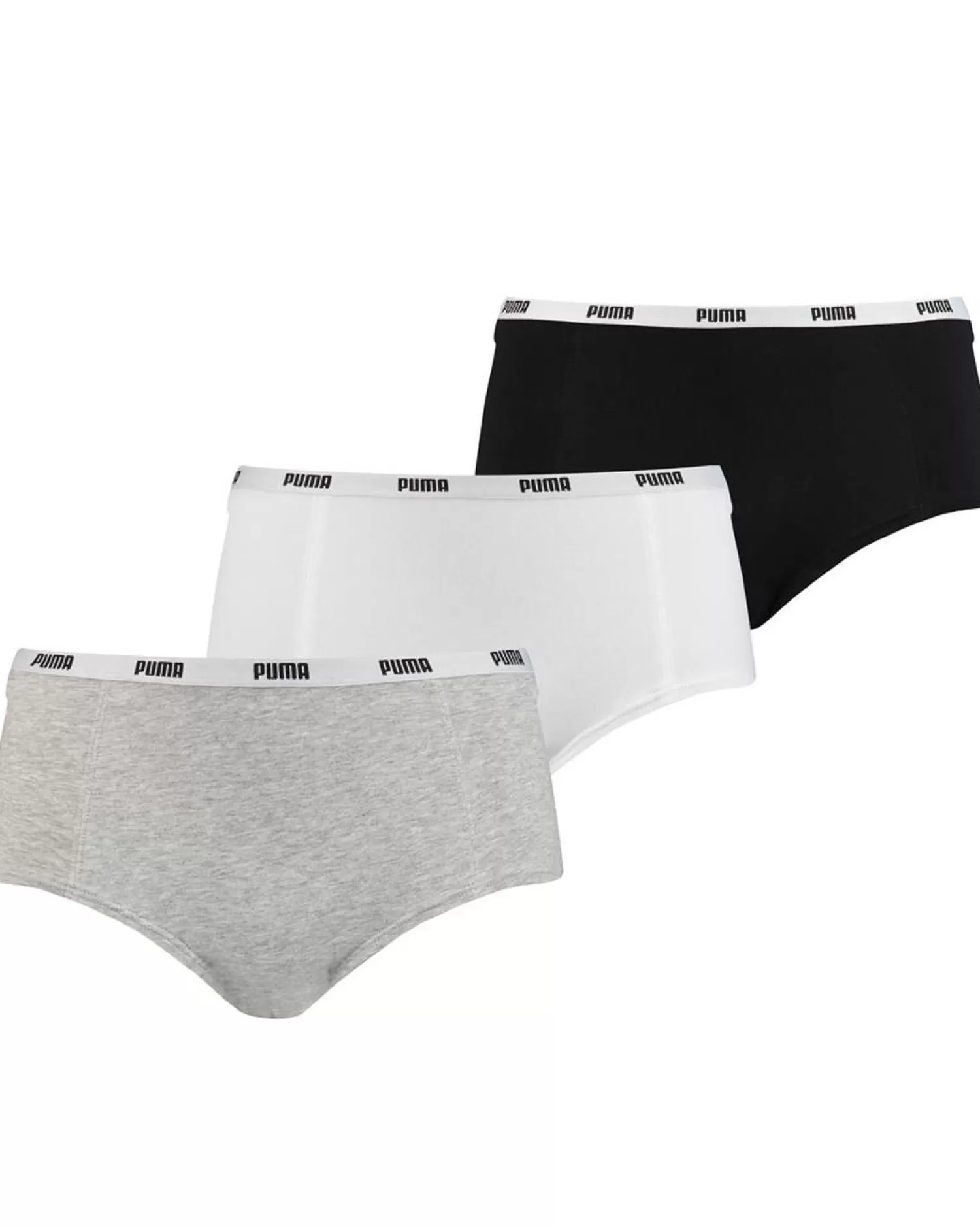 Puma Knickers | 3 Pack Cotton Stretch Mini Shorts - Grey/White/Black