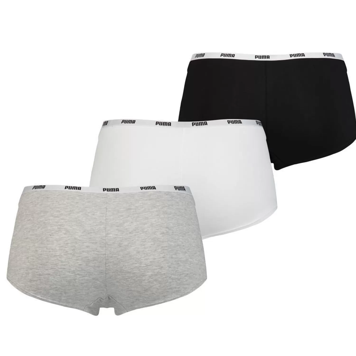 Puma Knickers | 3 Pack Cotton Stretch Mini Shorts - Grey/White/Black