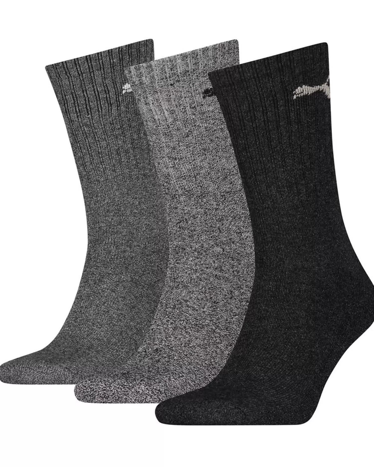 Men Puma 3 Pack Crew Socks - Anthracite/Grey