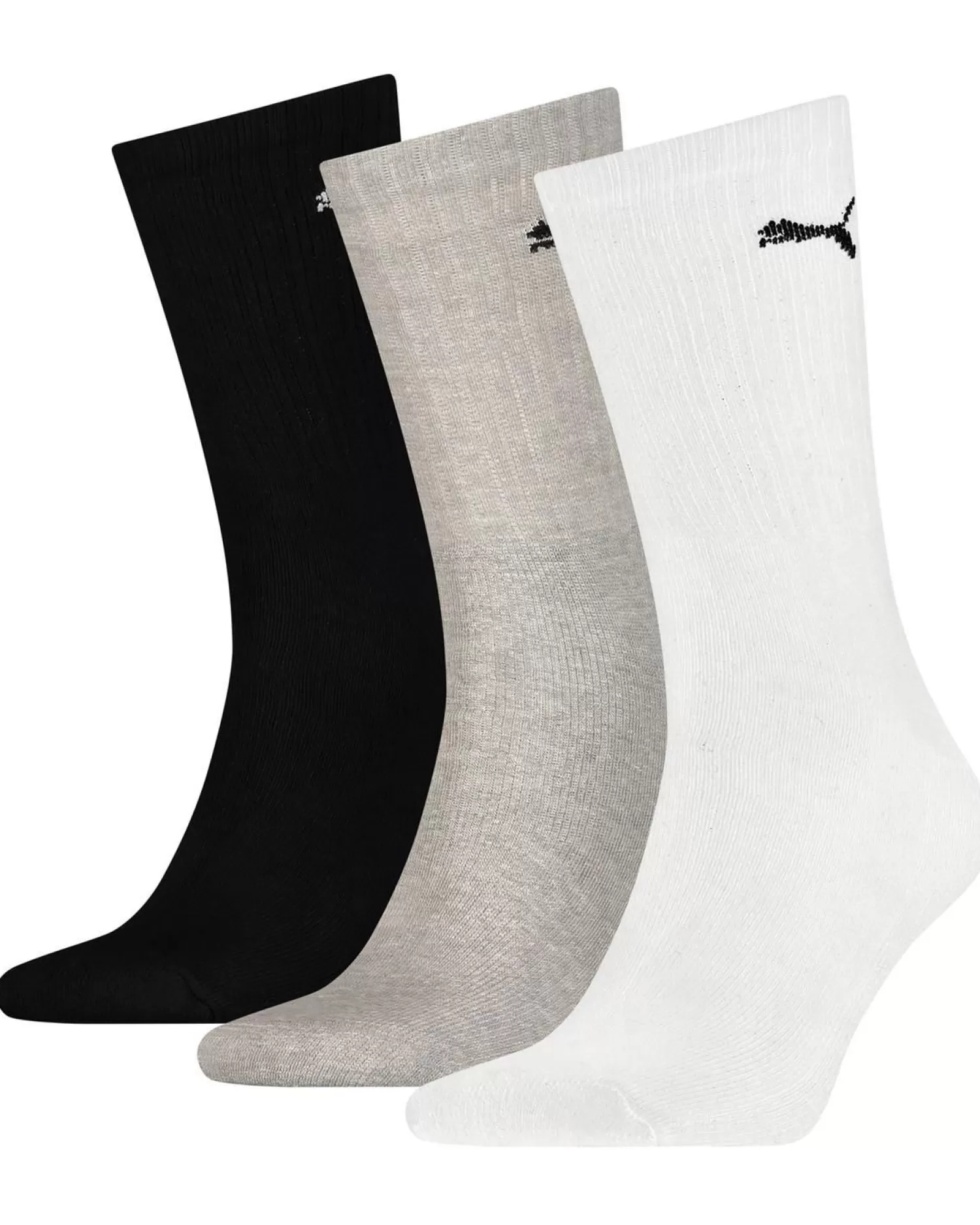 Men Puma 3 Pack Crew Socks - Grey/White/Black