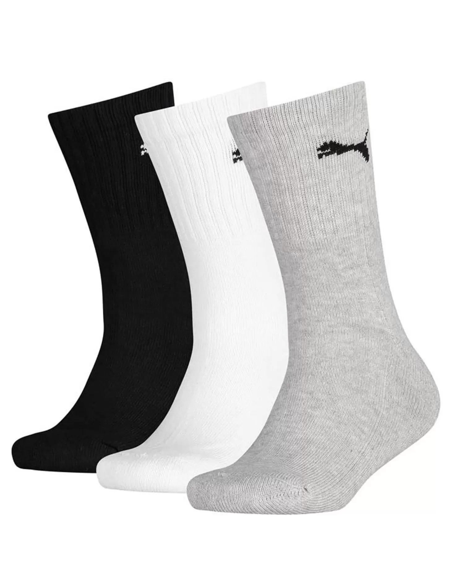 Kids Puma 3 Pack Kids Crew Socks - Grey/White/Black