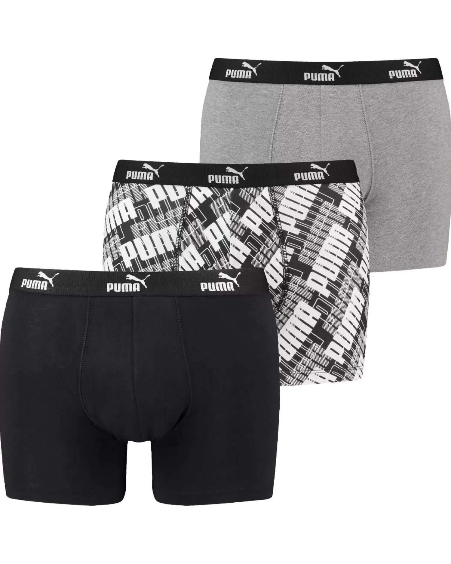 Men Puma 3 Pack Print Boxer Short - Black