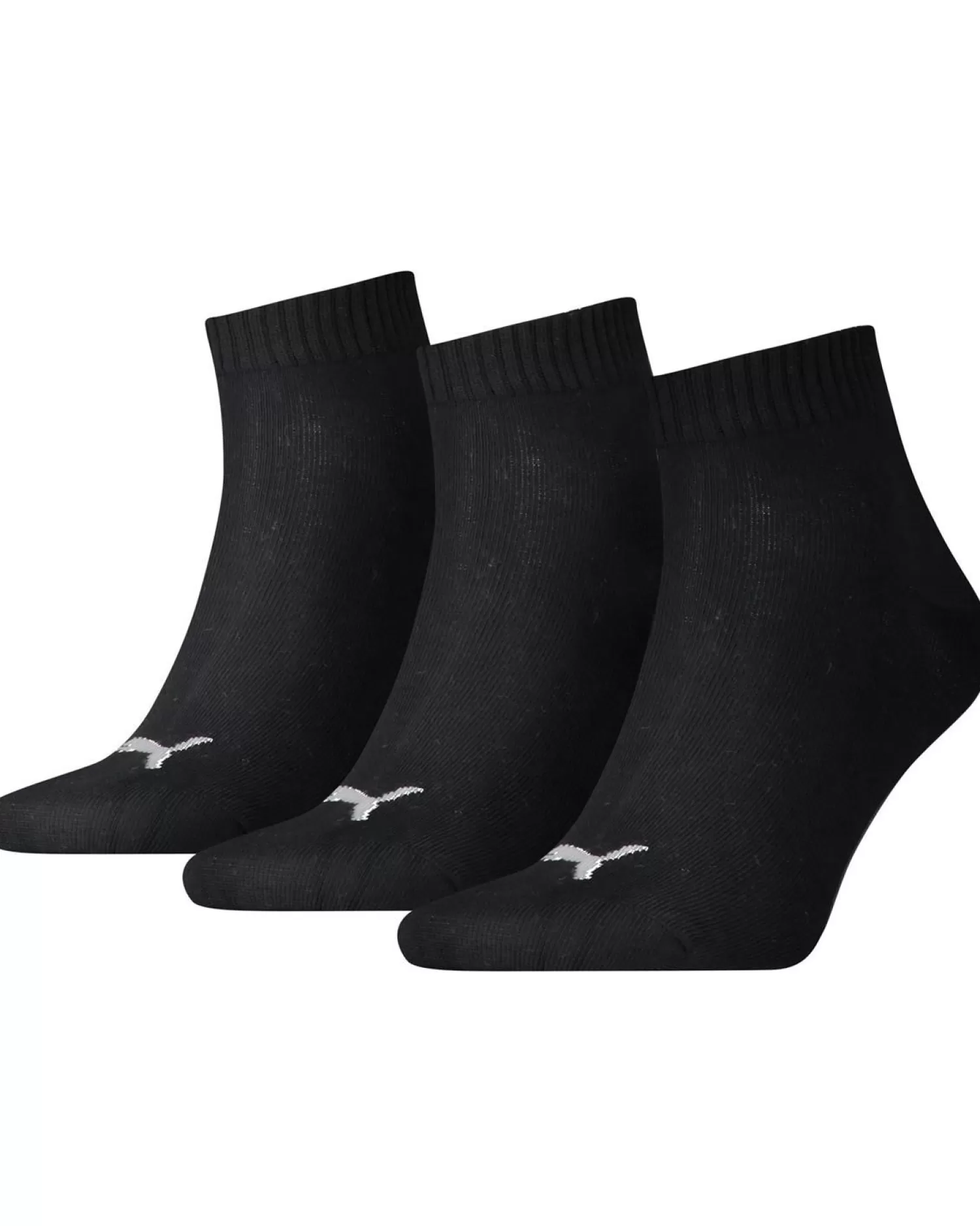 Men Puma 3 Pack Quarter Socks - Black