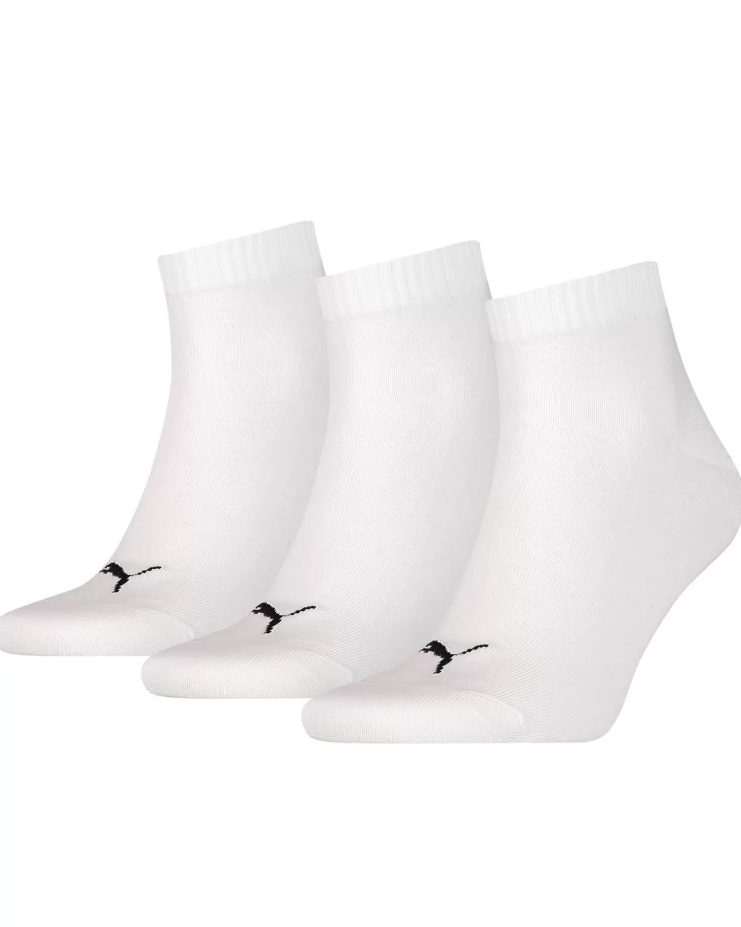 Men Puma 3 Pack Quarter Socks - White