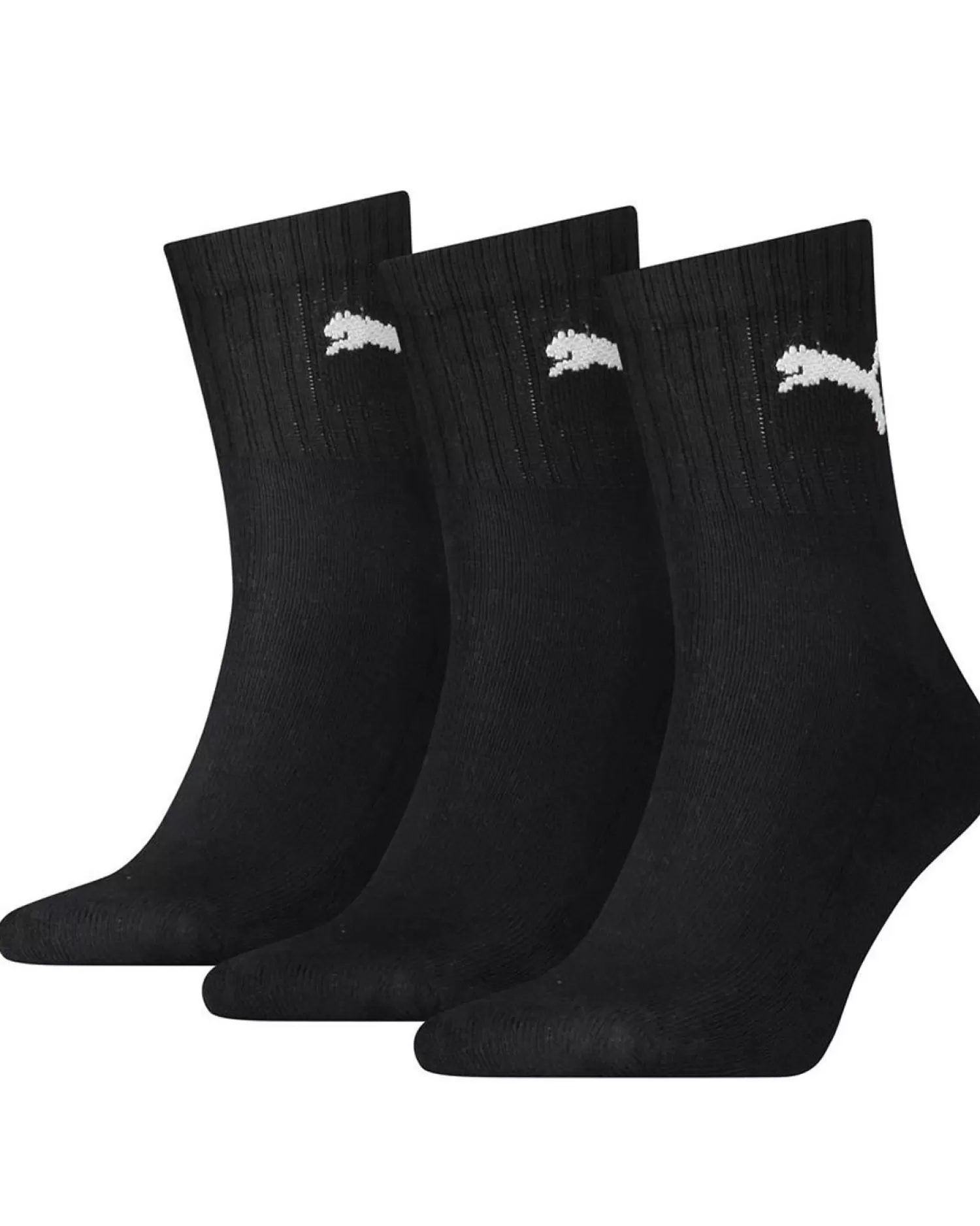 Men Puma 3 Pack Short Crew Socks - Black