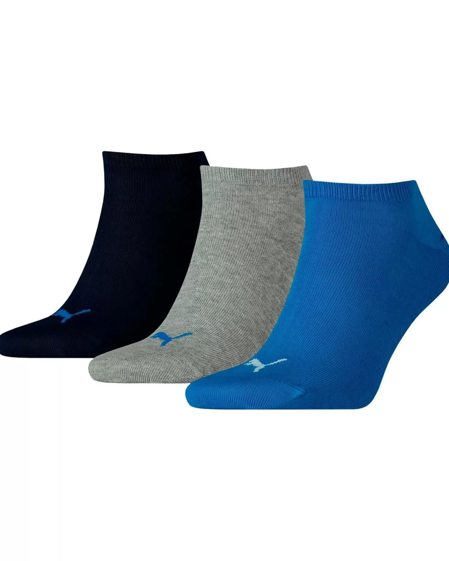 Men Puma 3 Pack Sneaker Socks - Blue/Grey Melange