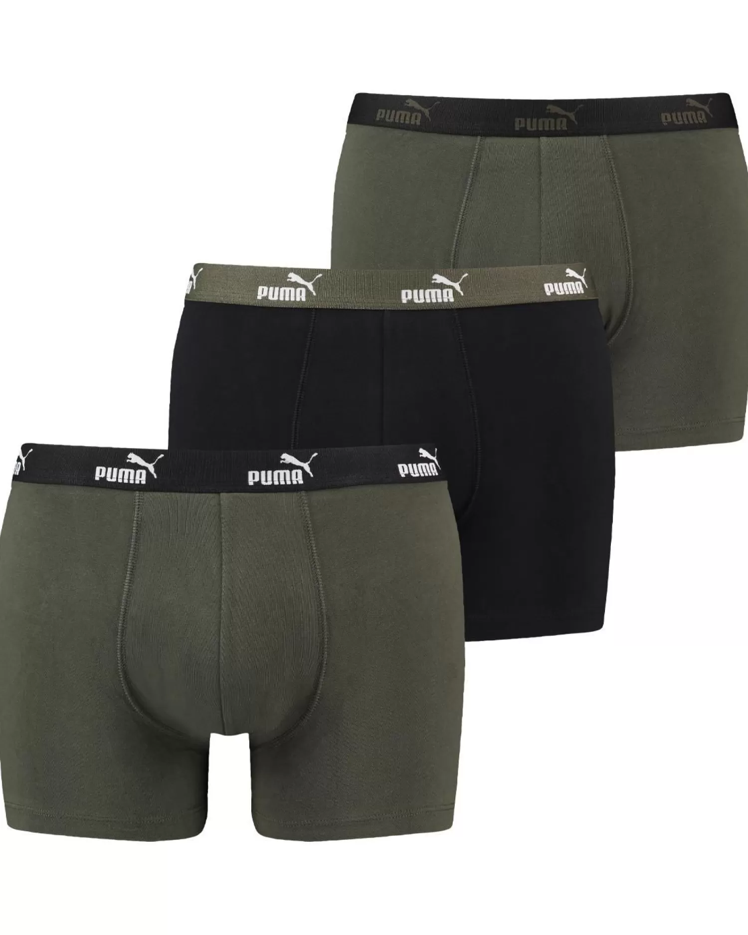 Men Puma 3 Pack Solid Boxer Short - Dark Green