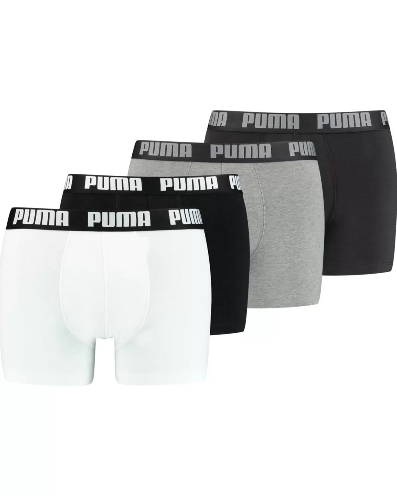 Men Puma 4 Pack Boxer Shorts - White/Grey Melange