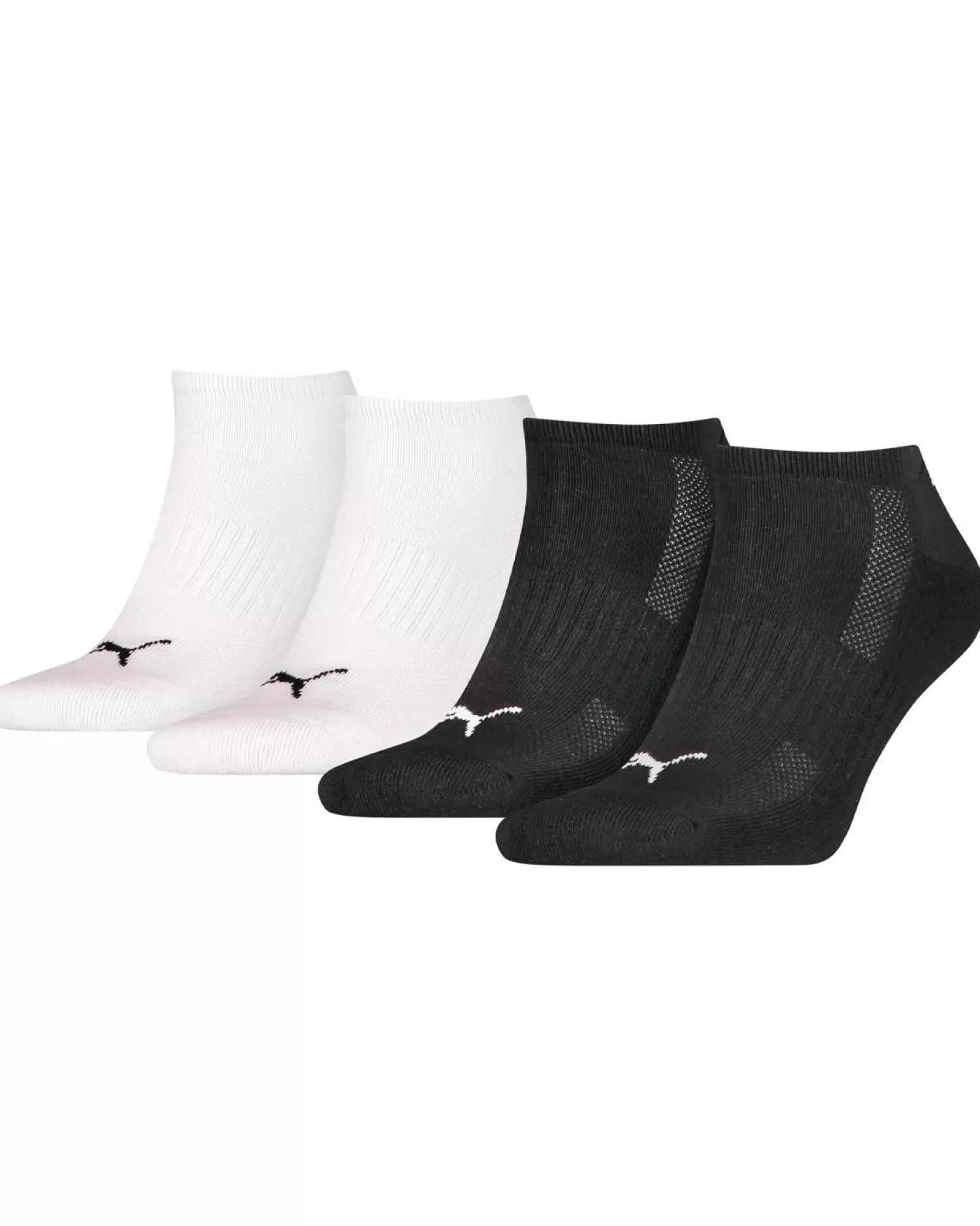 Men Puma 4 Pack Cushioned Sneaker Socks - Black/White