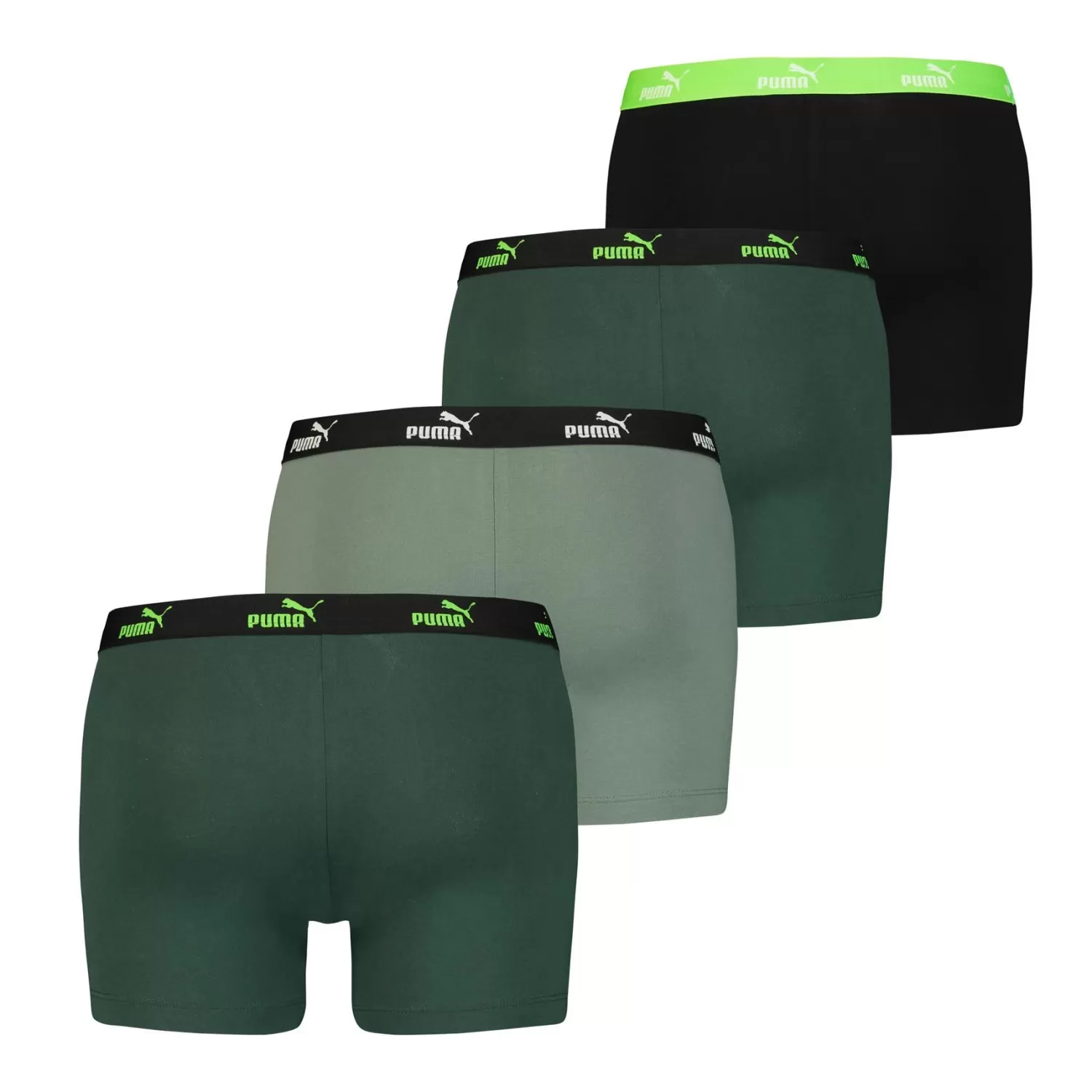 Men Puma 4 Pack Solid Boxer Short - Green Combo