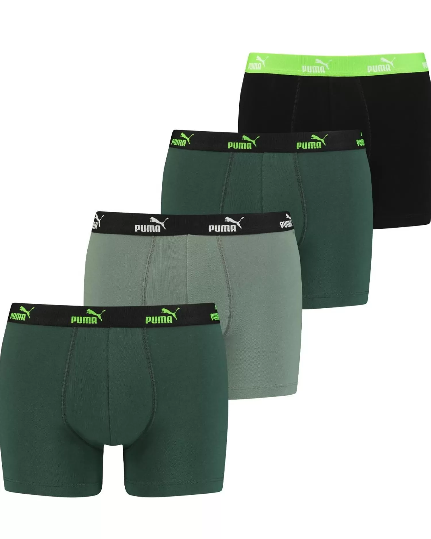 Men Puma 4 Pack Solid Boxer Short - Green Combo