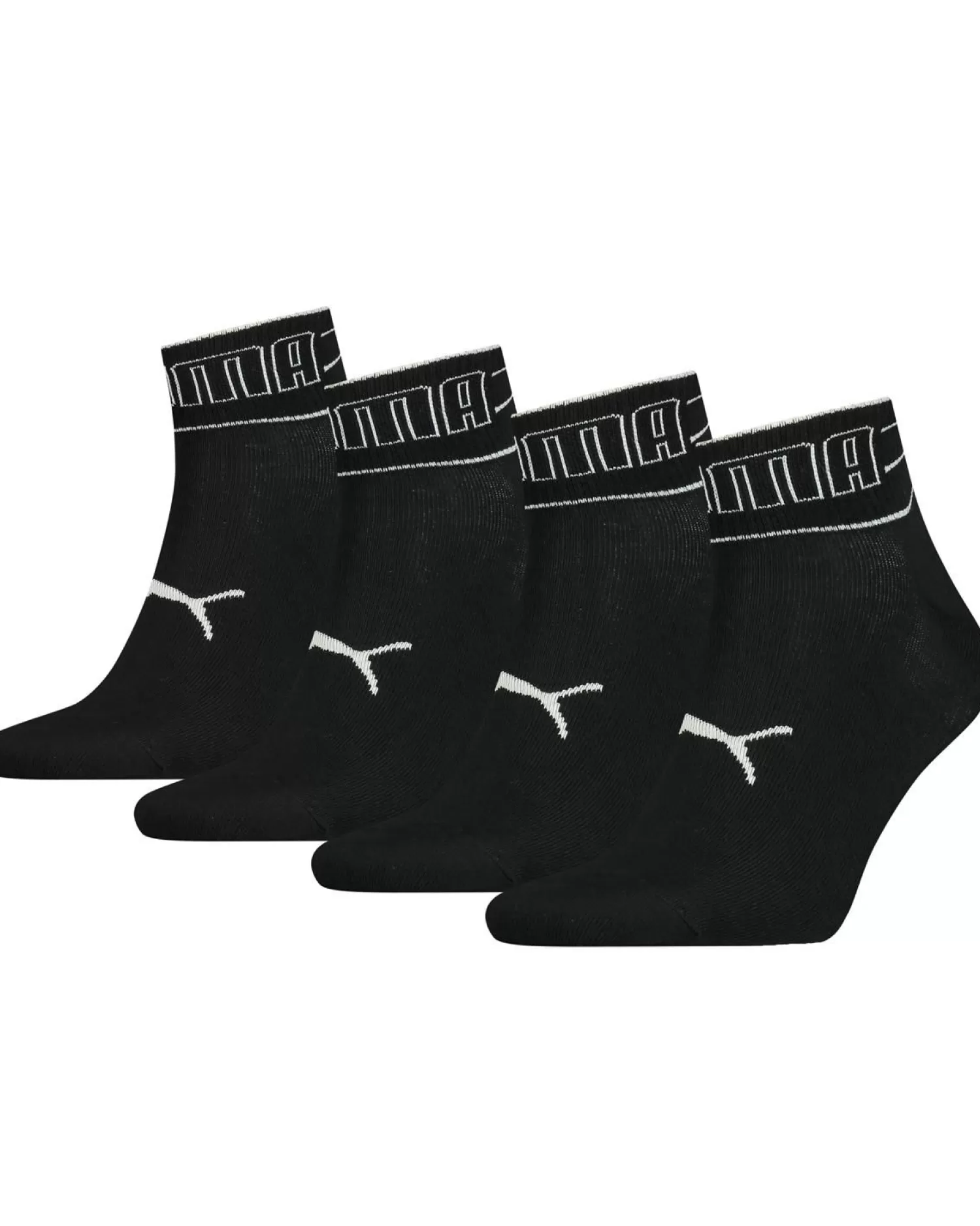 Men Puma 4 Pack Striped Quarter Socks - Black