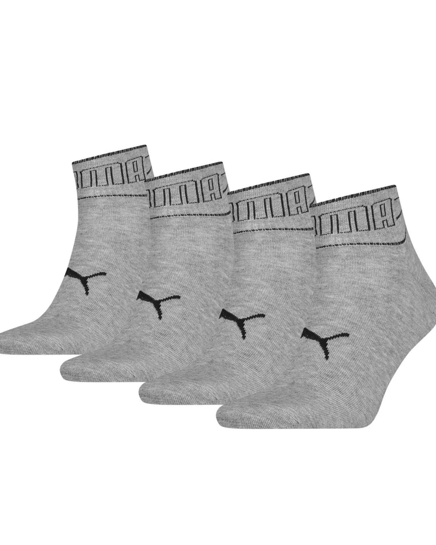 Men Puma 4 Pack Striped Quarter Socks - Grey