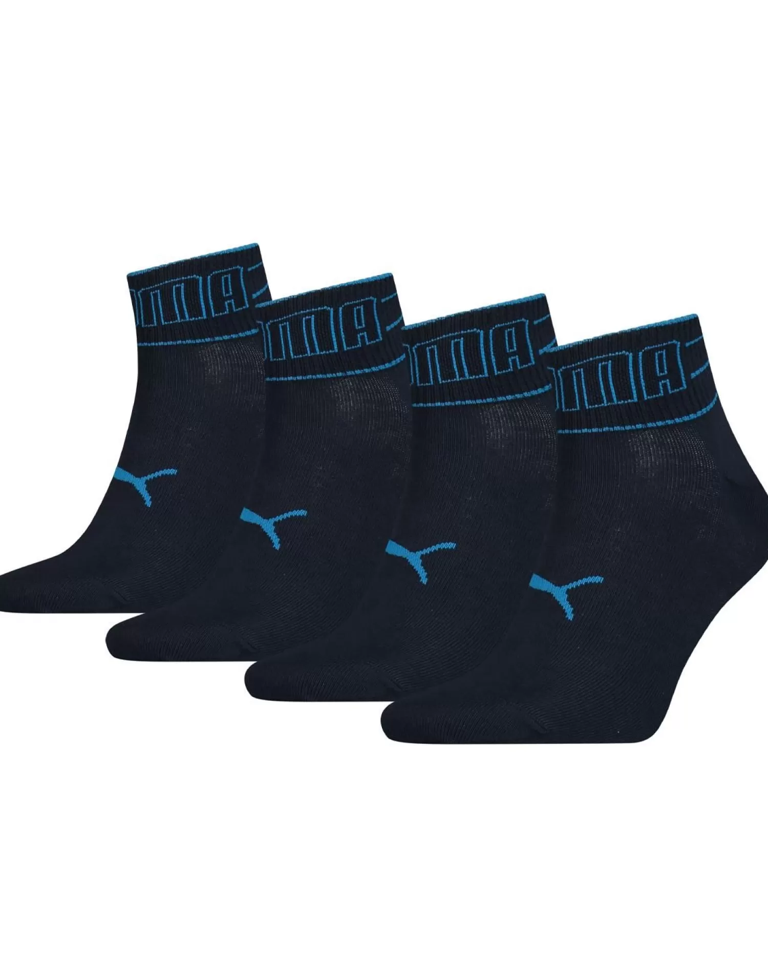 Men Puma 4 Pack Striped Quarter Socks - Navy