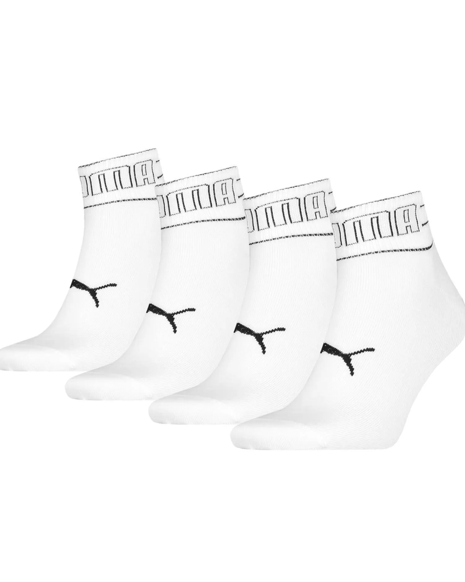 Men Puma 4 Pack Striped Quarter Socks - White