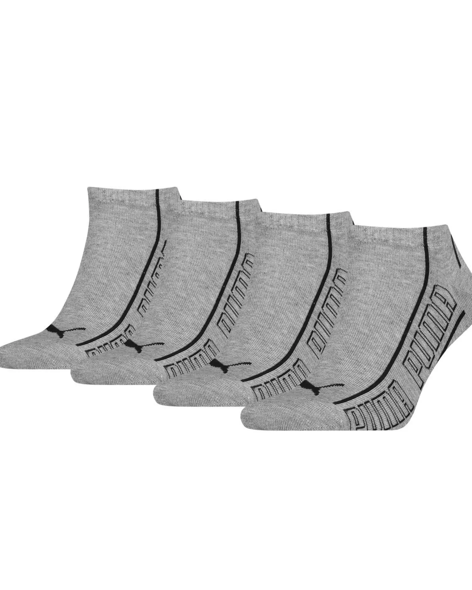 Men Puma 4 Pack Striped Sneaker Socks - Grey