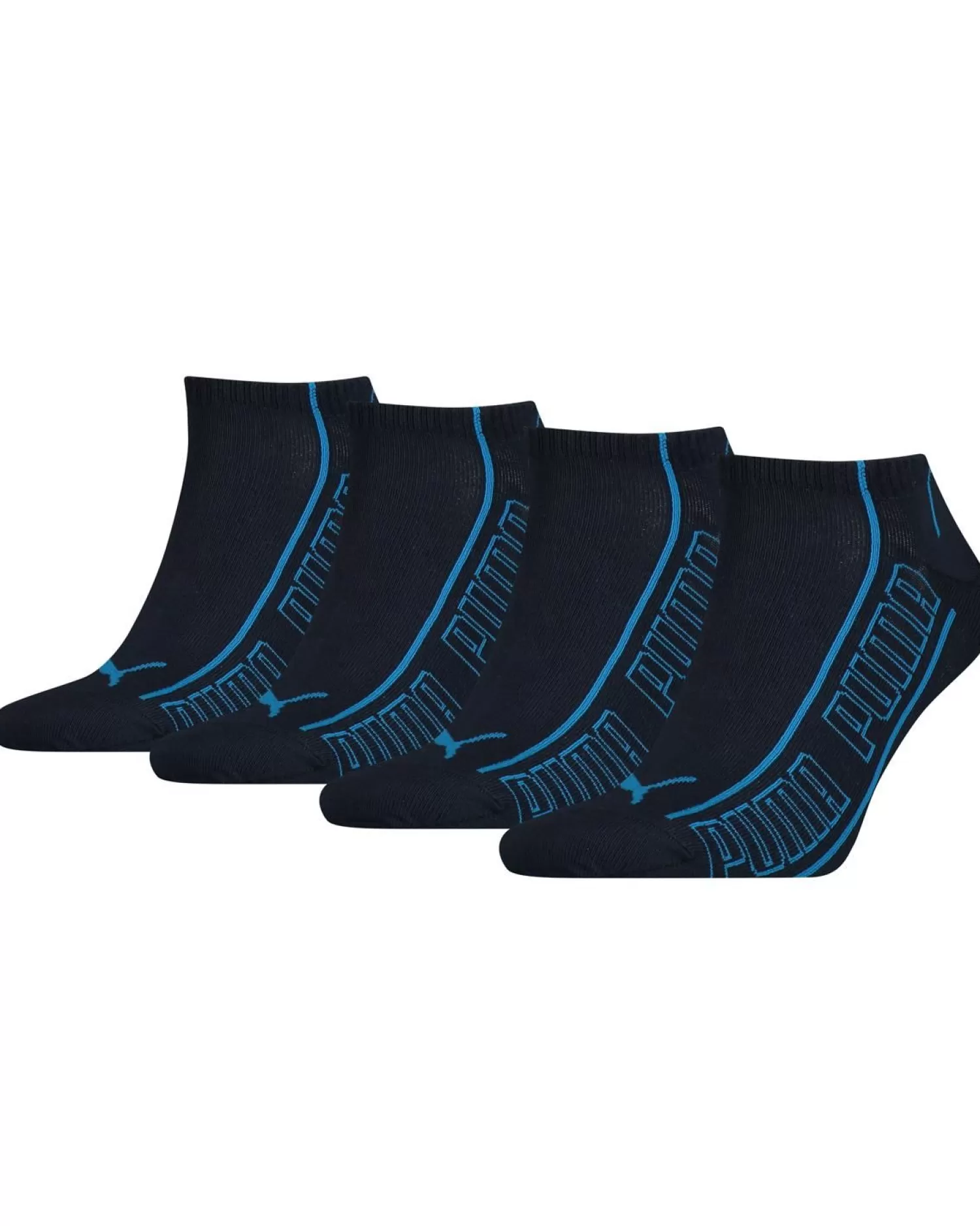 Men Puma 4 Pack Striped Sneaker Socks - Navy