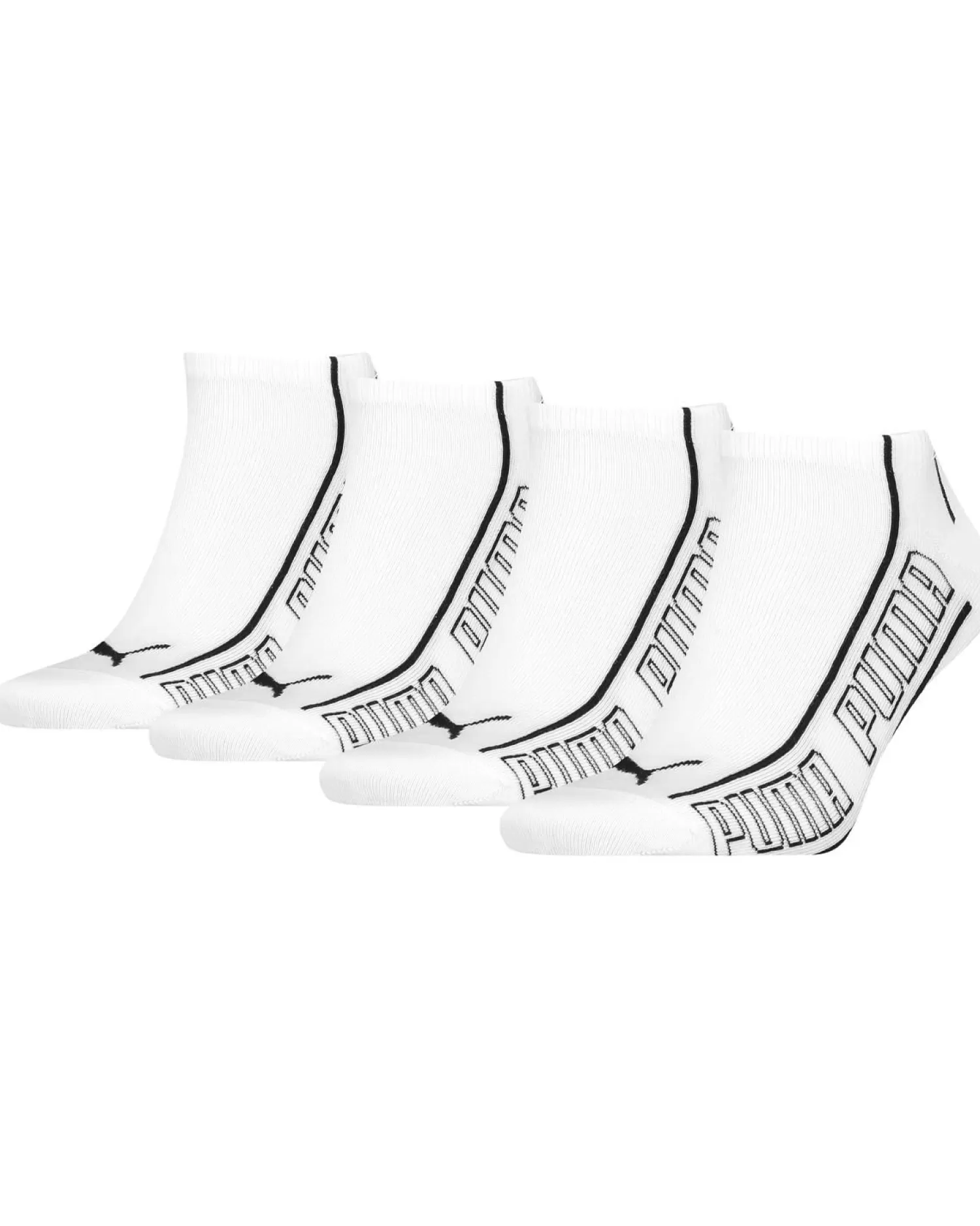 Men Puma 4 Pack Striped Sneaker Socks - White