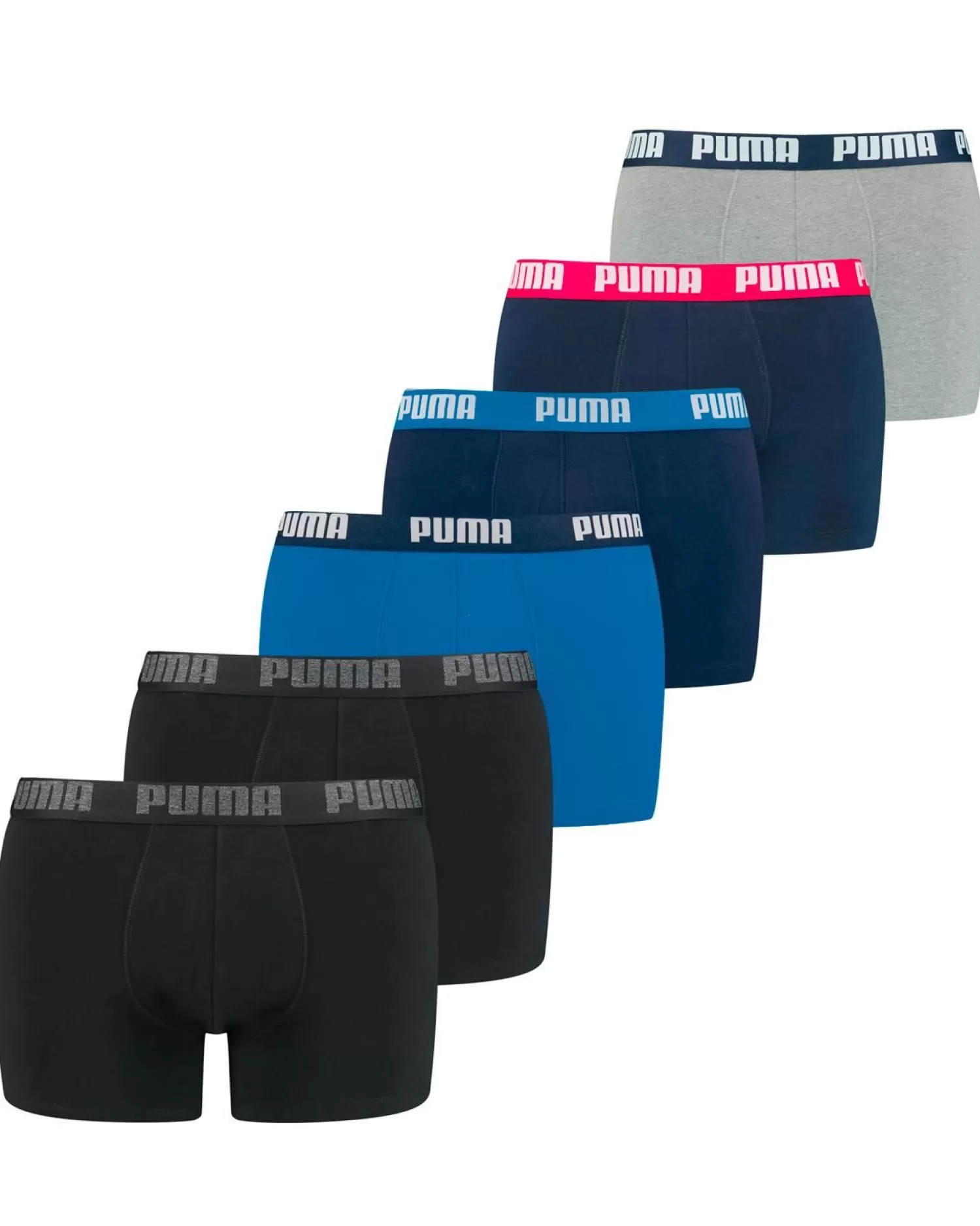 Men Puma 6 Pack Boxer Shorts - Blue/Black