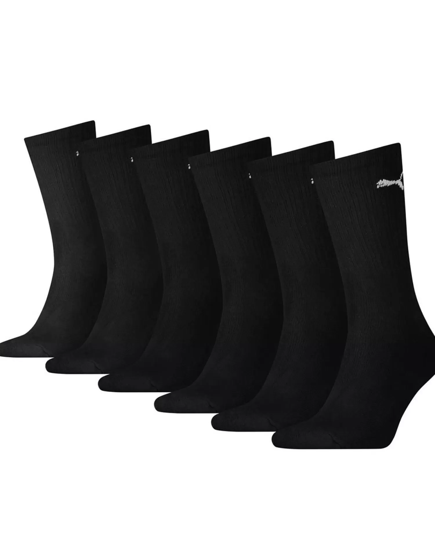 Men Puma 6 Pack Crew Socks - Black