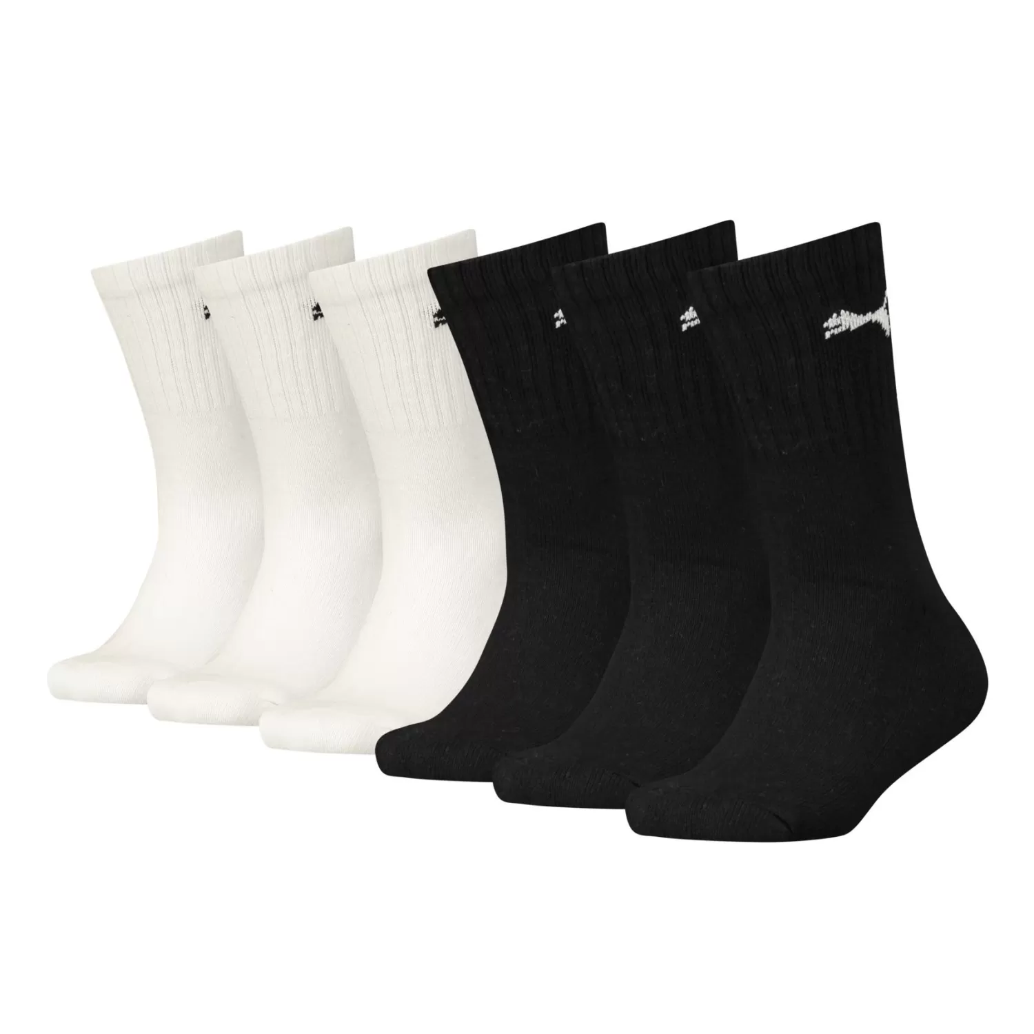 Kids Puma 6 Pack Kids Regular Crew Socks - Black/White