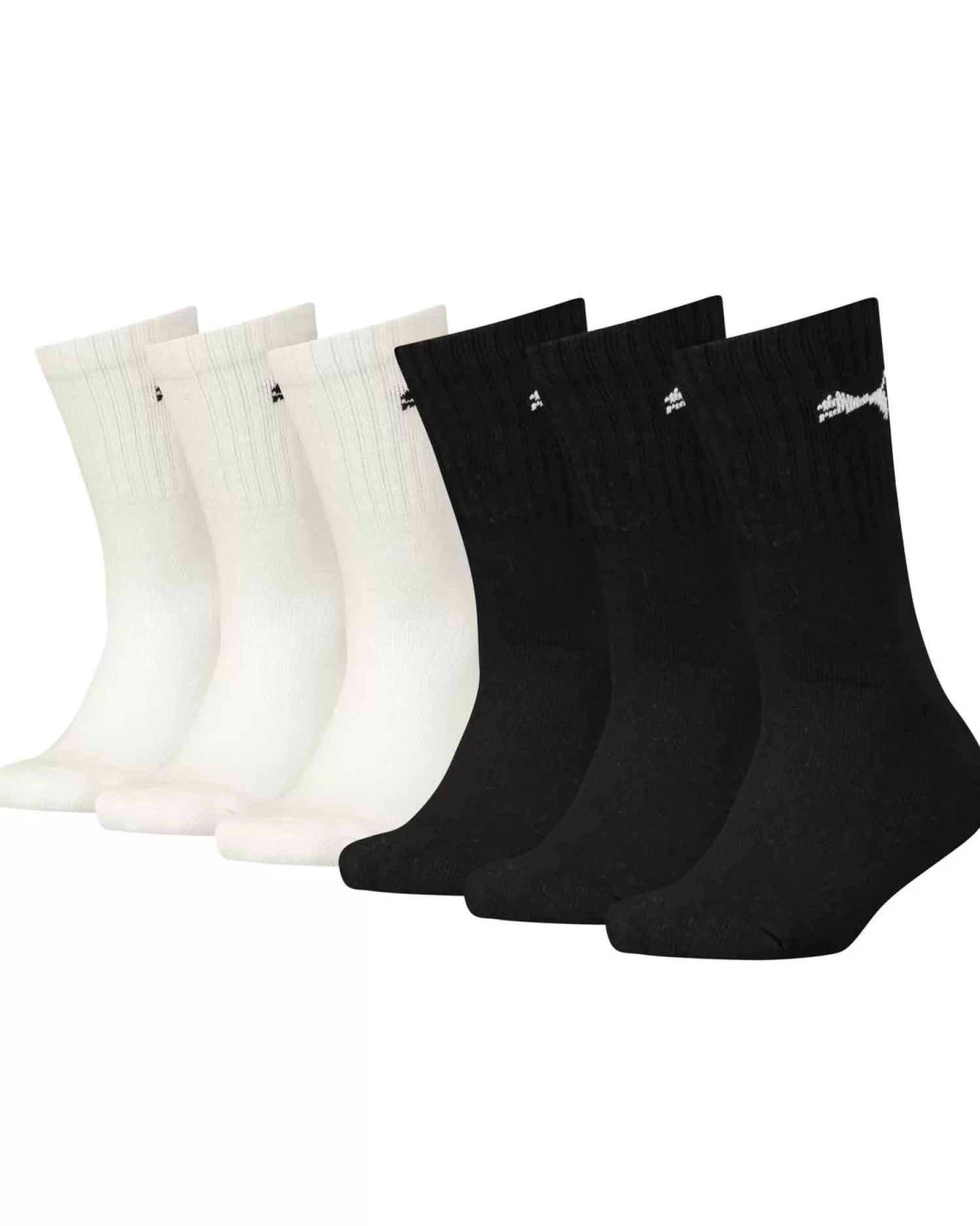 Kids Puma 6 Pack Kids Regular Crew Socks - Black/White