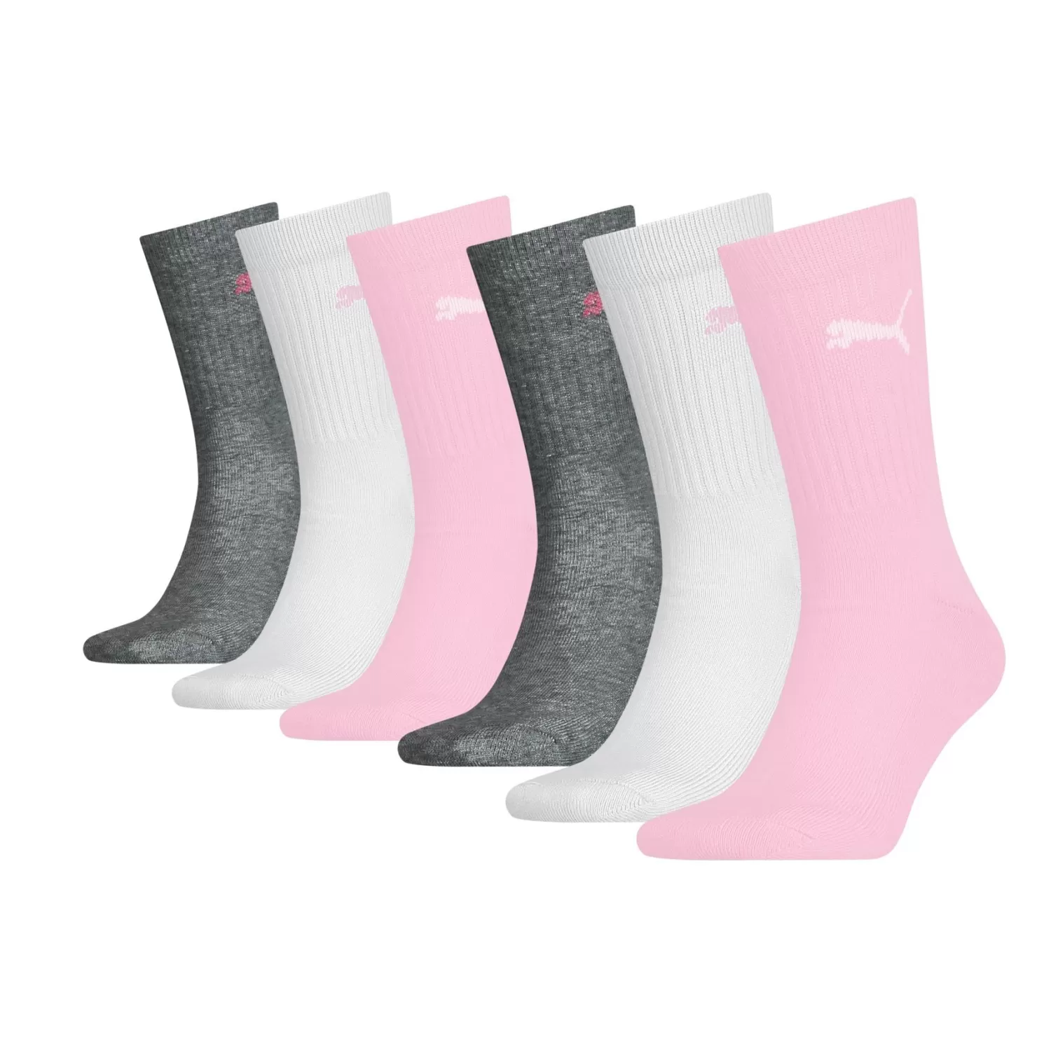 Kids Puma 6 Pack Kids Regular Crew Socks - Rose Water