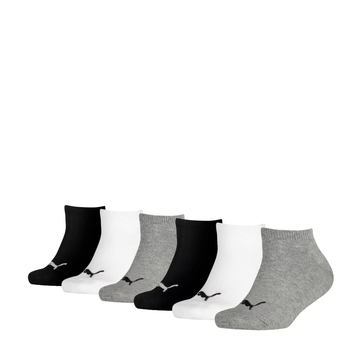 Kids Puma 6 Pack Kids Sneaker Socks - Grey/White/Black