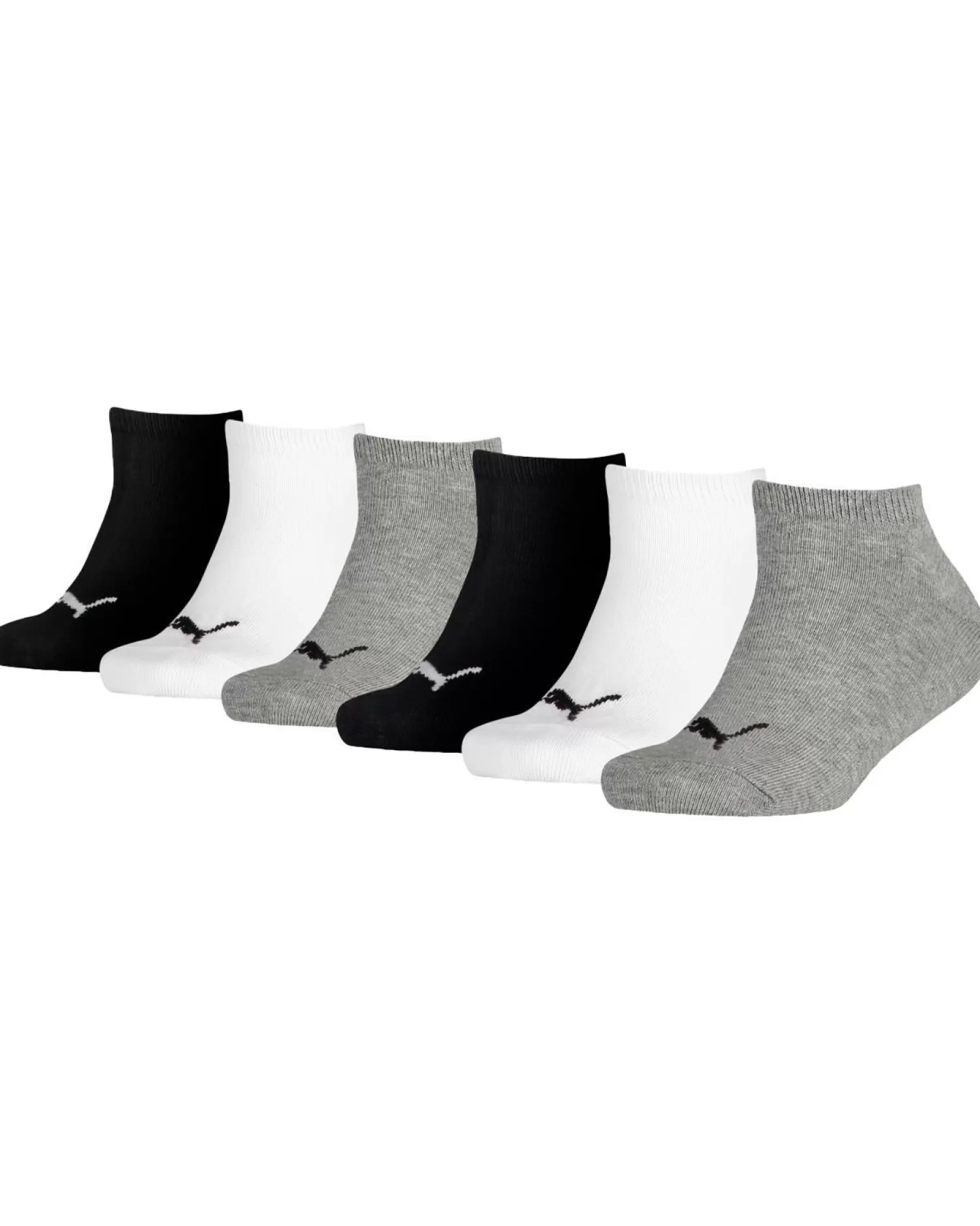 Kids Puma 6 Pack Kids Sneaker Socks - Grey/White/Black