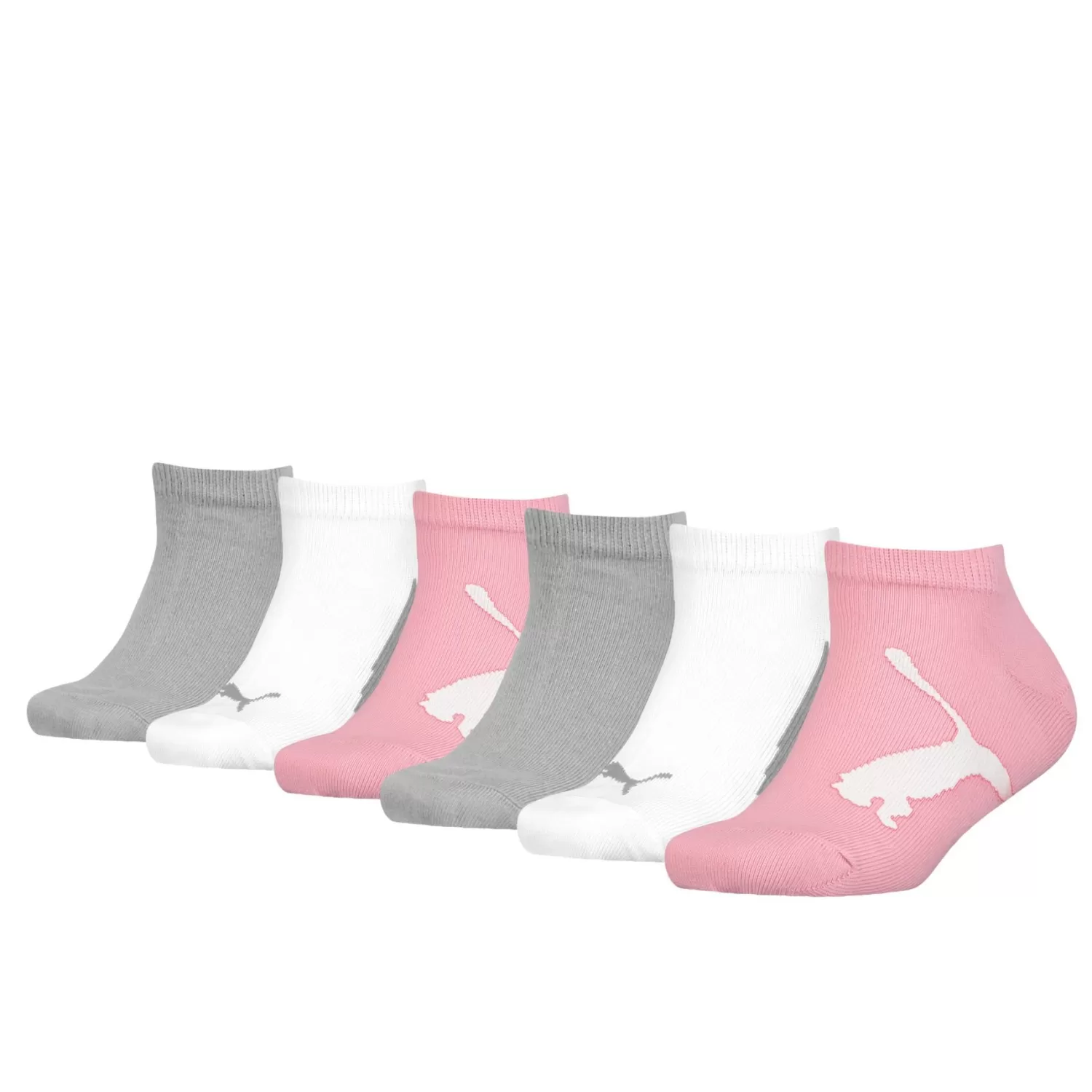 Kids Puma 6 Pack Kids Sneaker Socks - Pink/Grey