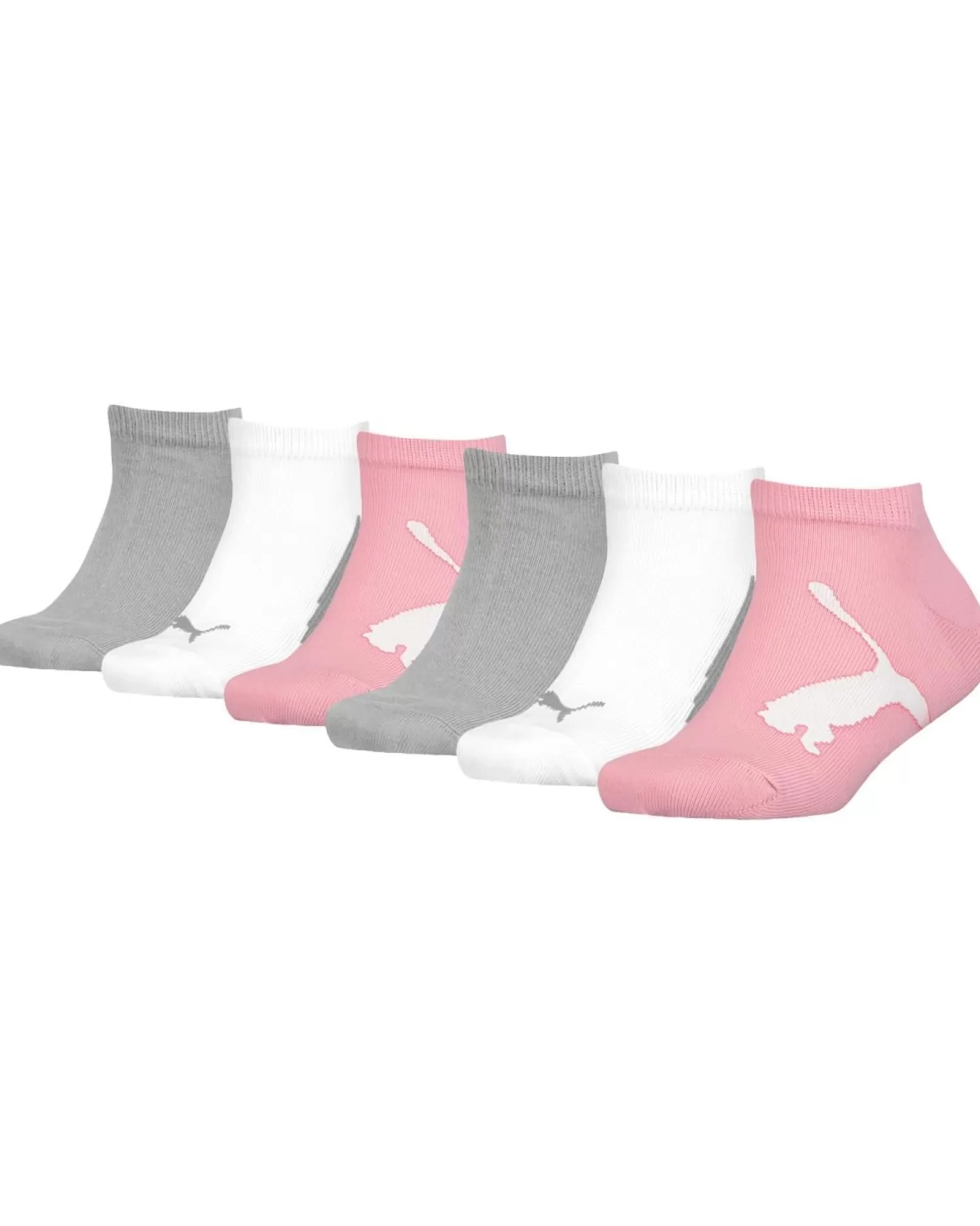 Kids Puma 6 Pack Kids Sneaker Socks - Pink/Grey