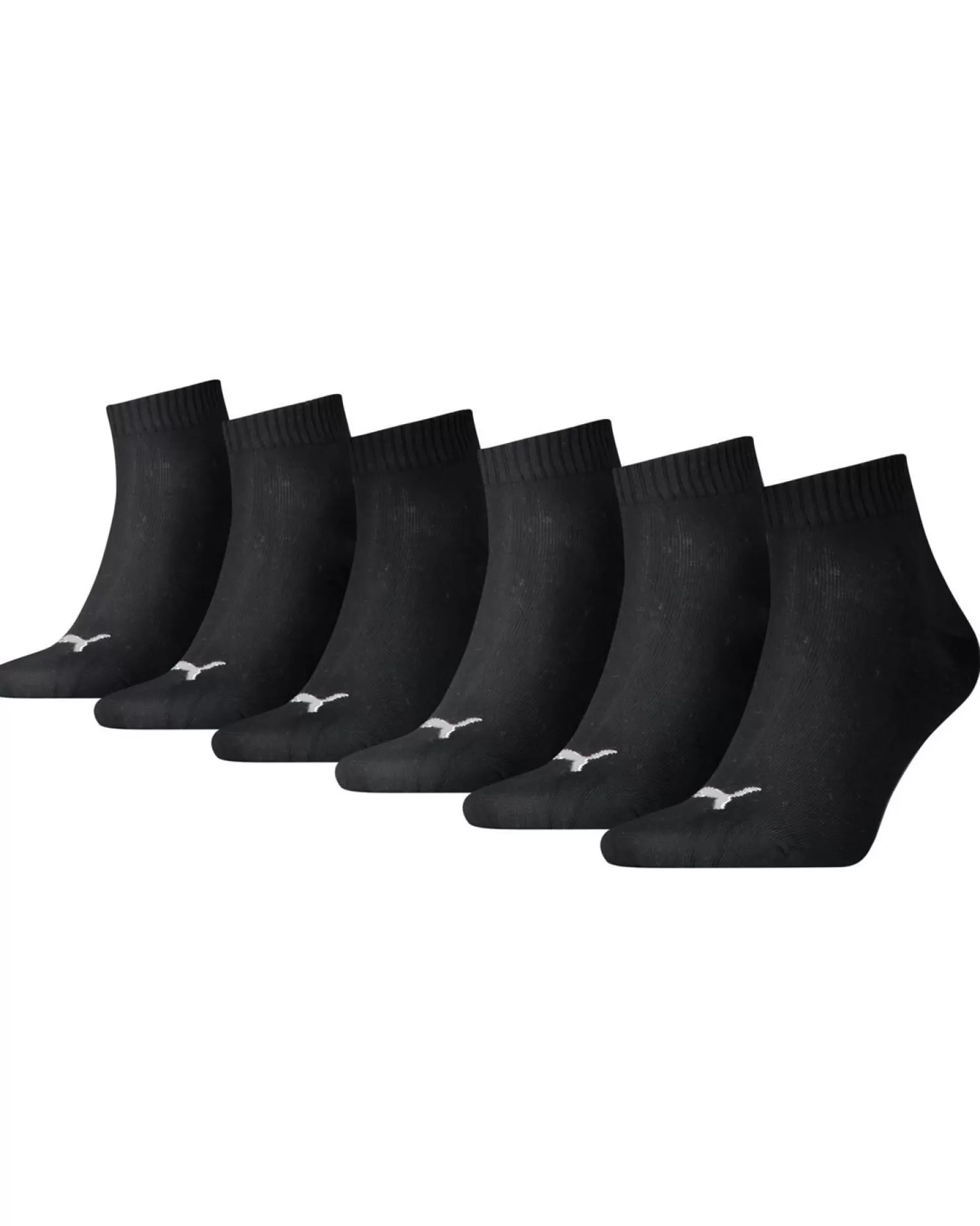 Men Puma 6 Pack Quarter Sports Socks - Black