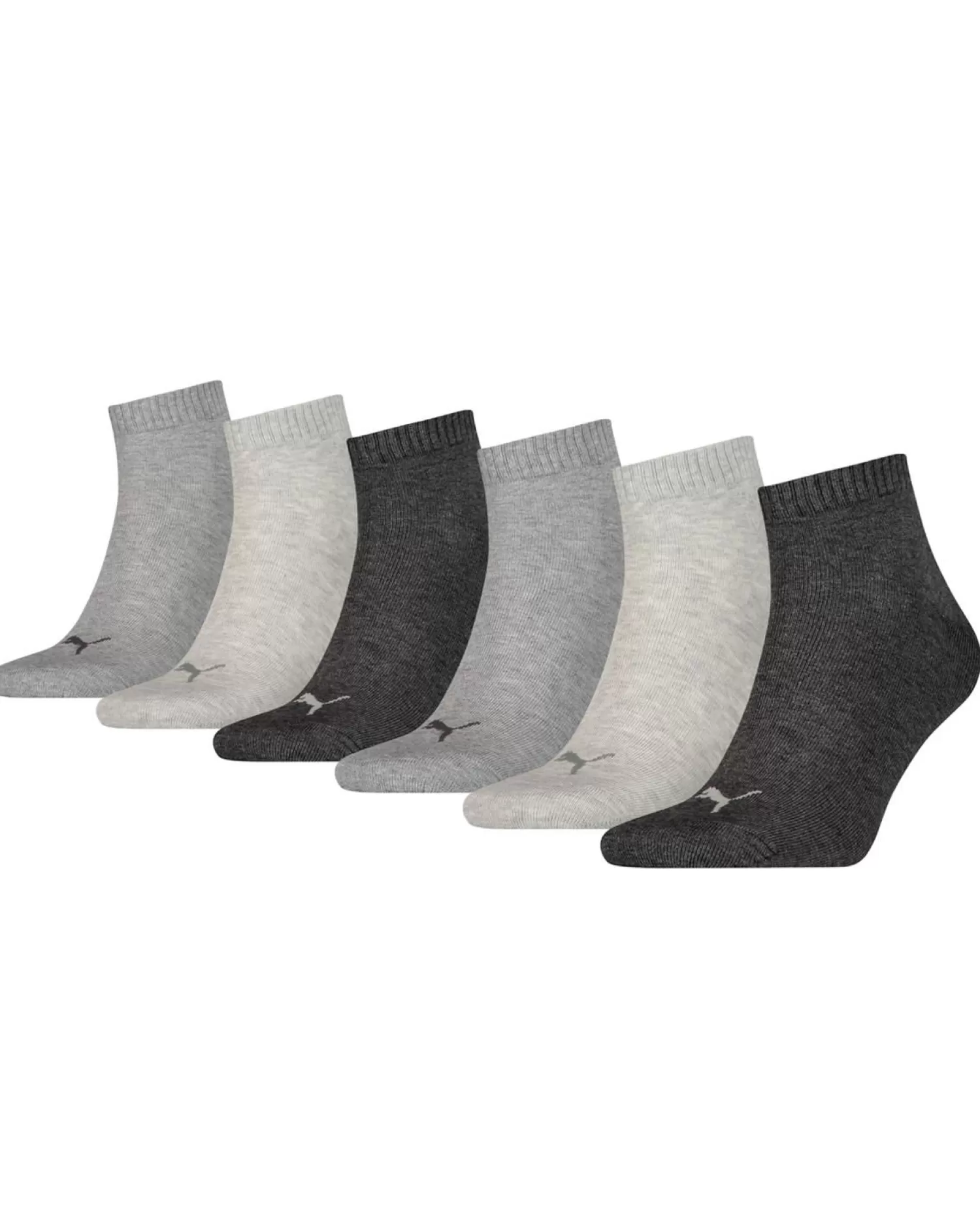 Men Puma 6 Pack Quarter Sports Socks - Grey Combo