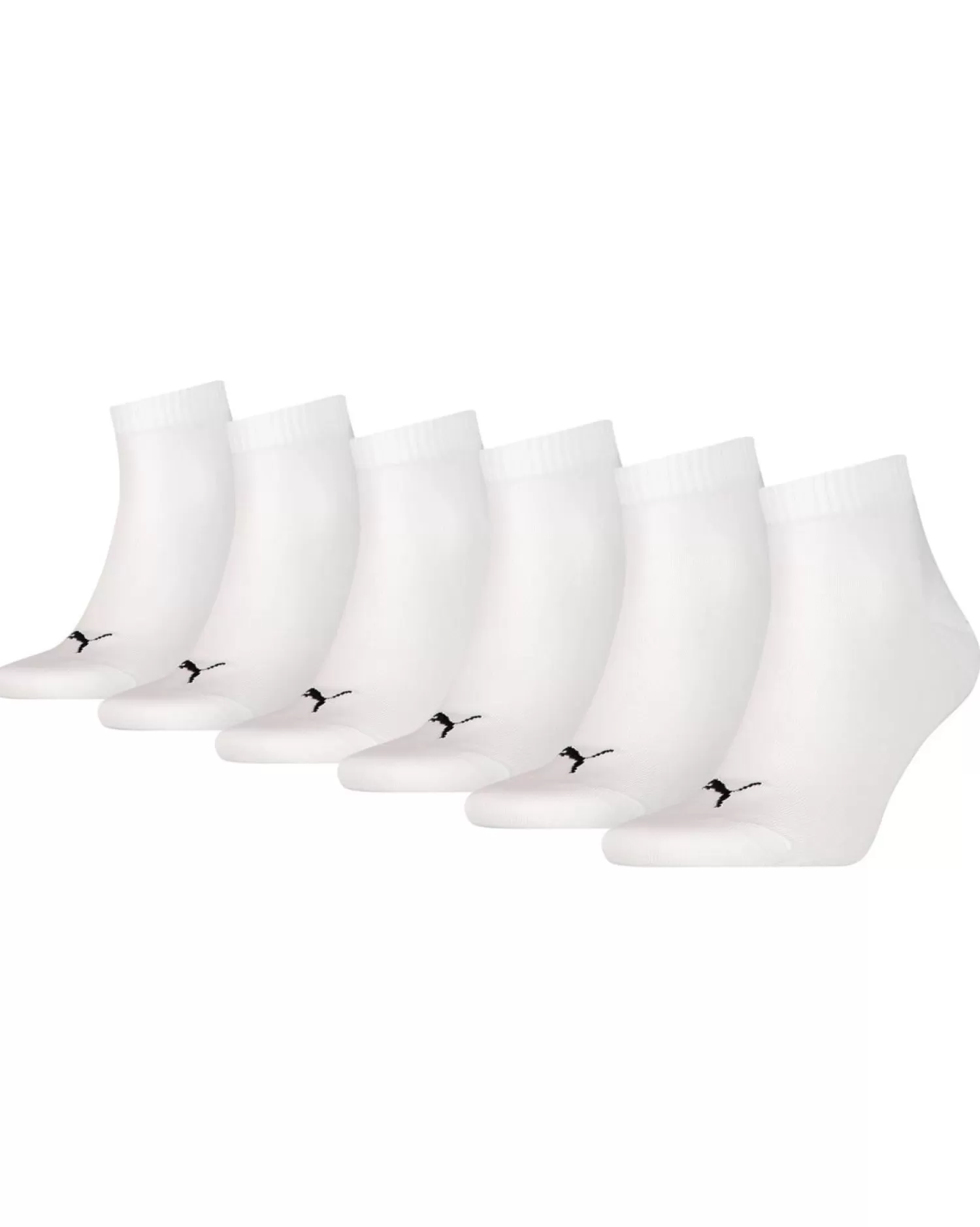 Men Puma 6 Pack Quarter Sports Socks - White