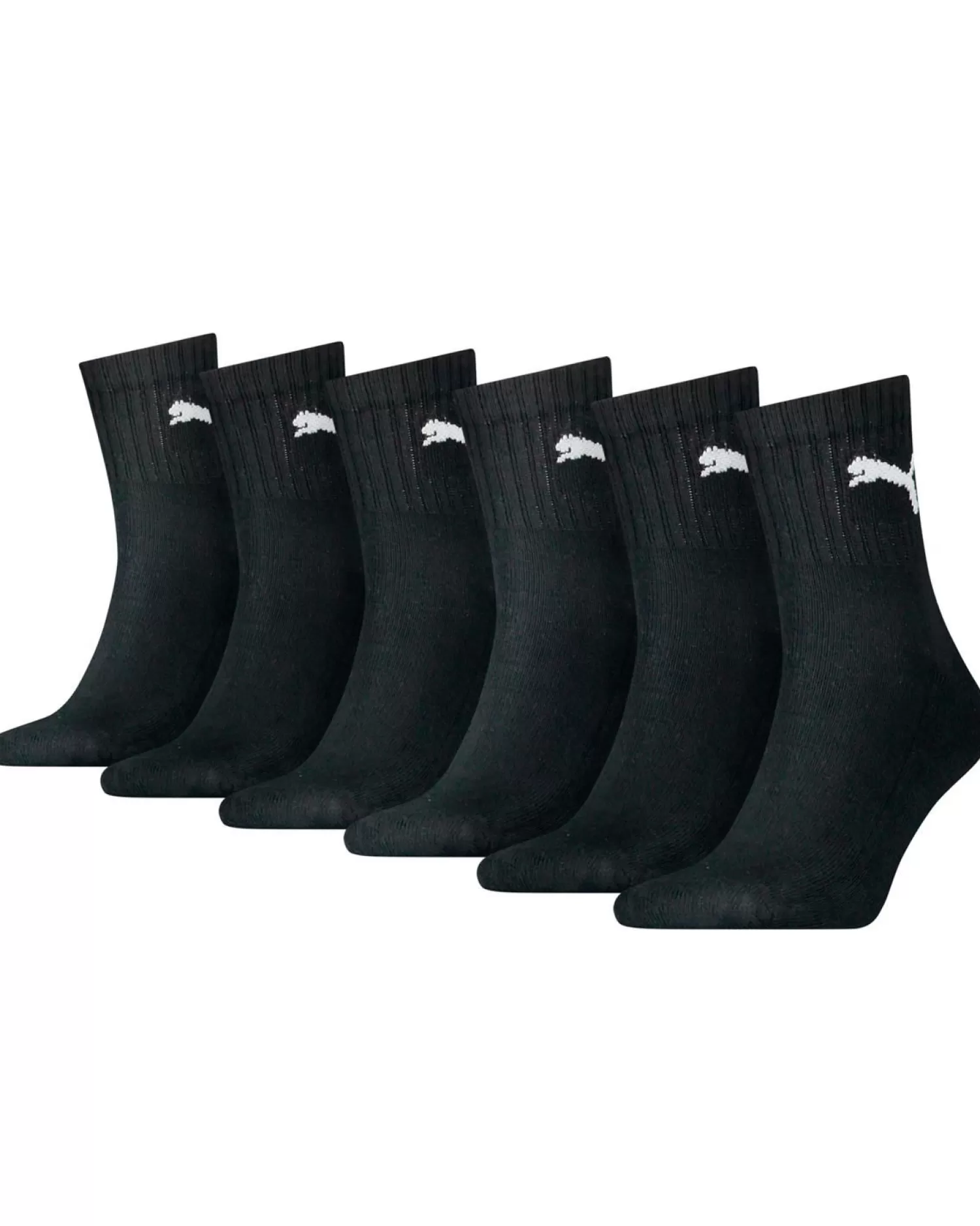 Men Puma 6 Pack Short Crew Socks - Black