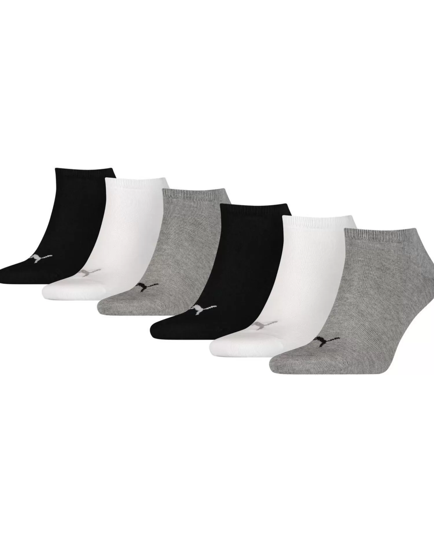 Men Puma 6 Pack Sneaker Sports Socks - Black/Grey