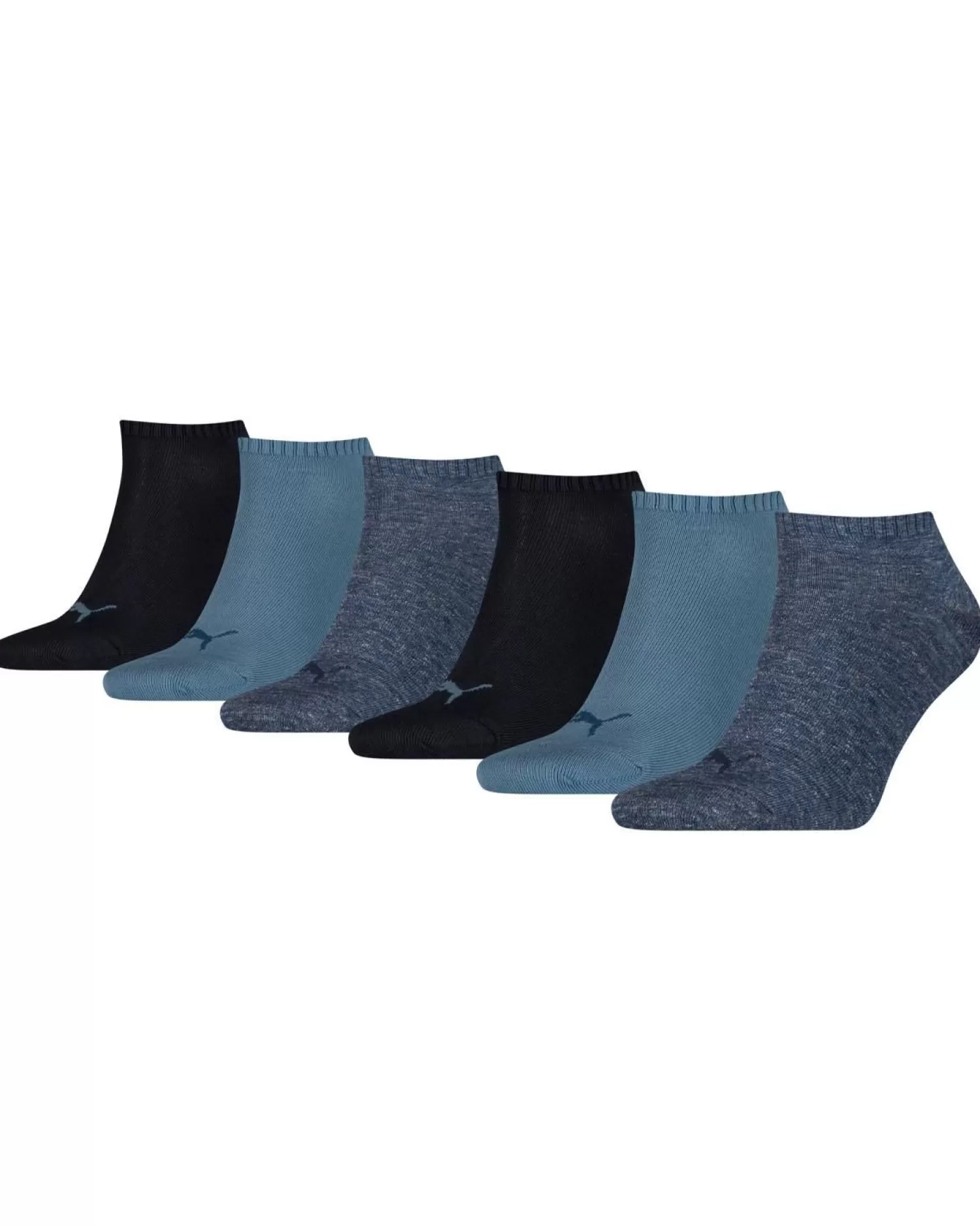 Men Puma 6 Pack Sneaker Sports Socks - Blue Combo